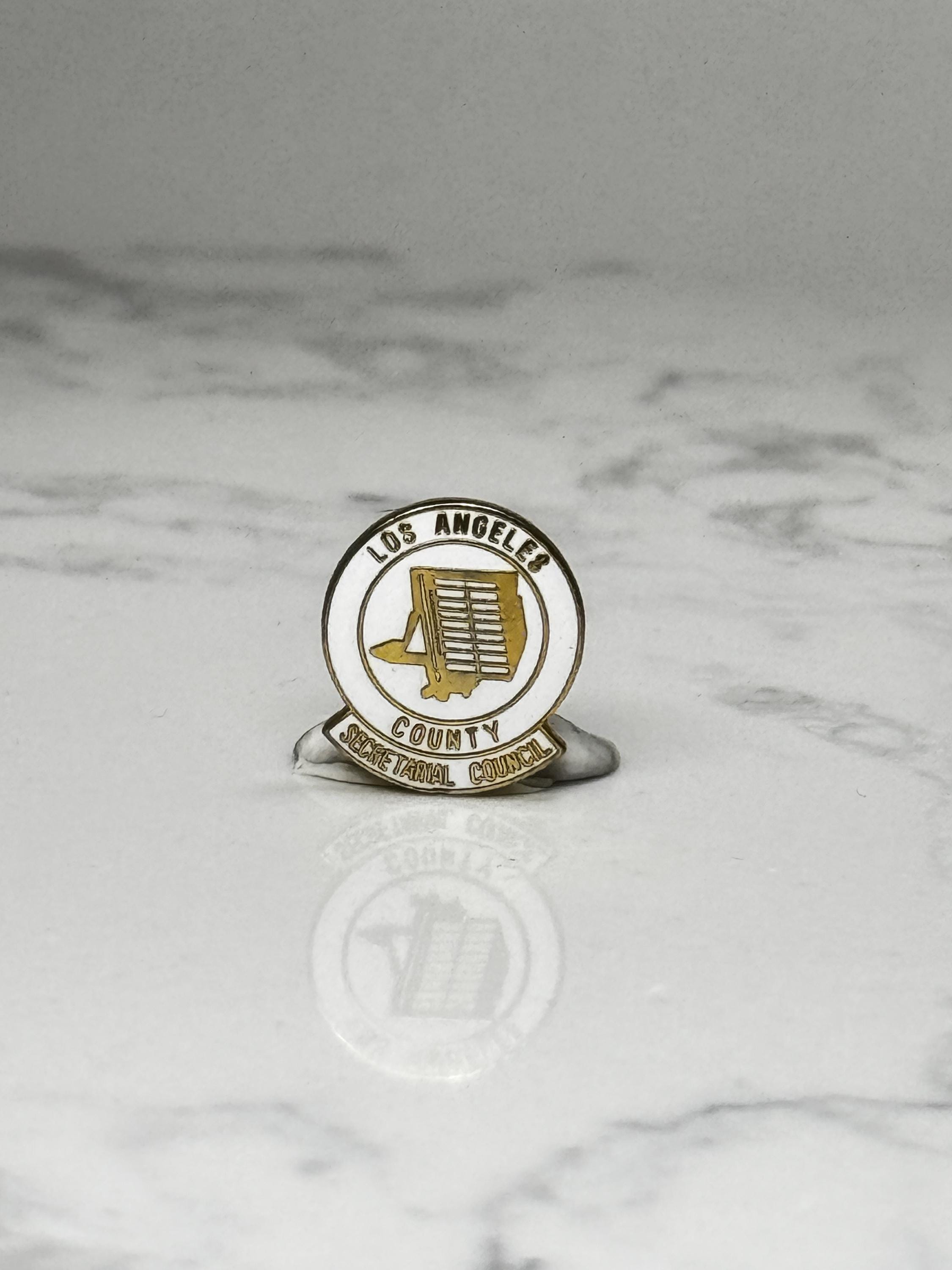 Los Angeles County Secretarial Council Pin: Gold Enamel - Civic Accessory