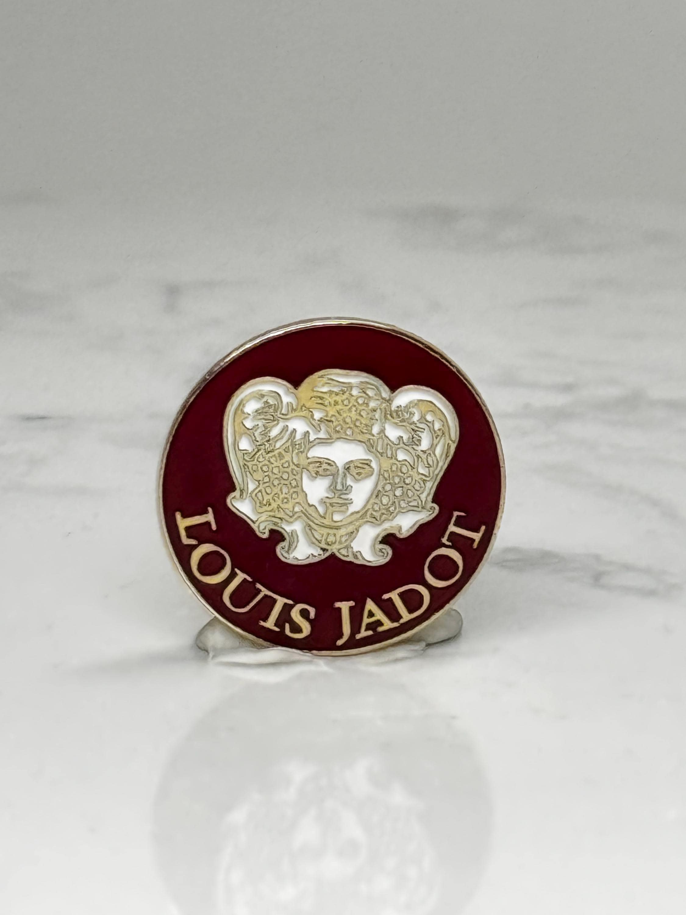 Louis Jadot Wine Pin: Red Enamel Gold Tone - Vintage Winery Accessory