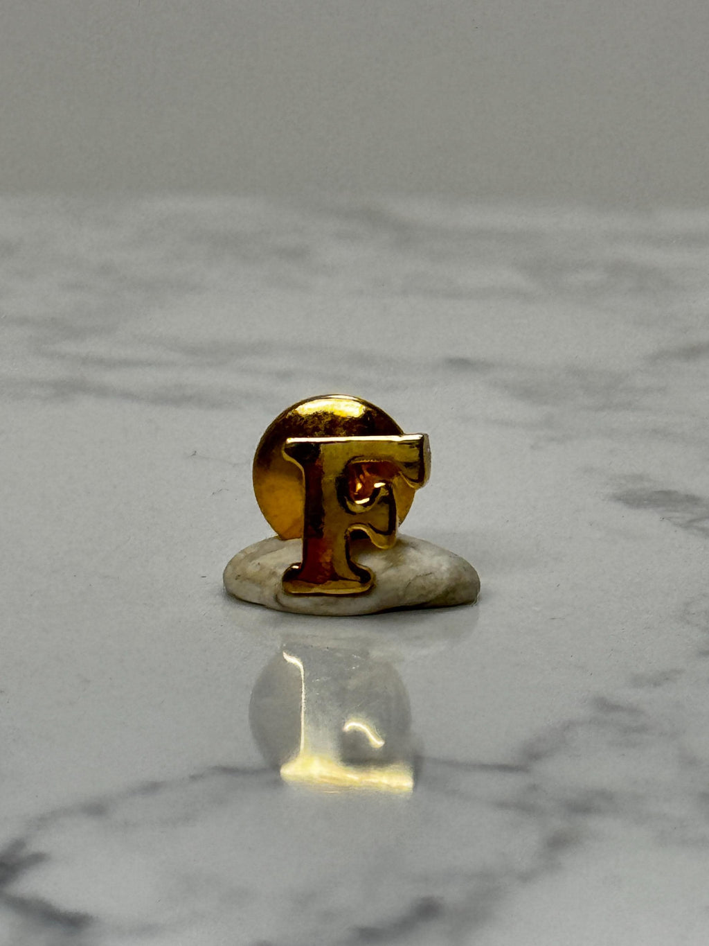 Letter F Initial Lapel Pin: Gold Tone - Vintage Alphabet Accessory