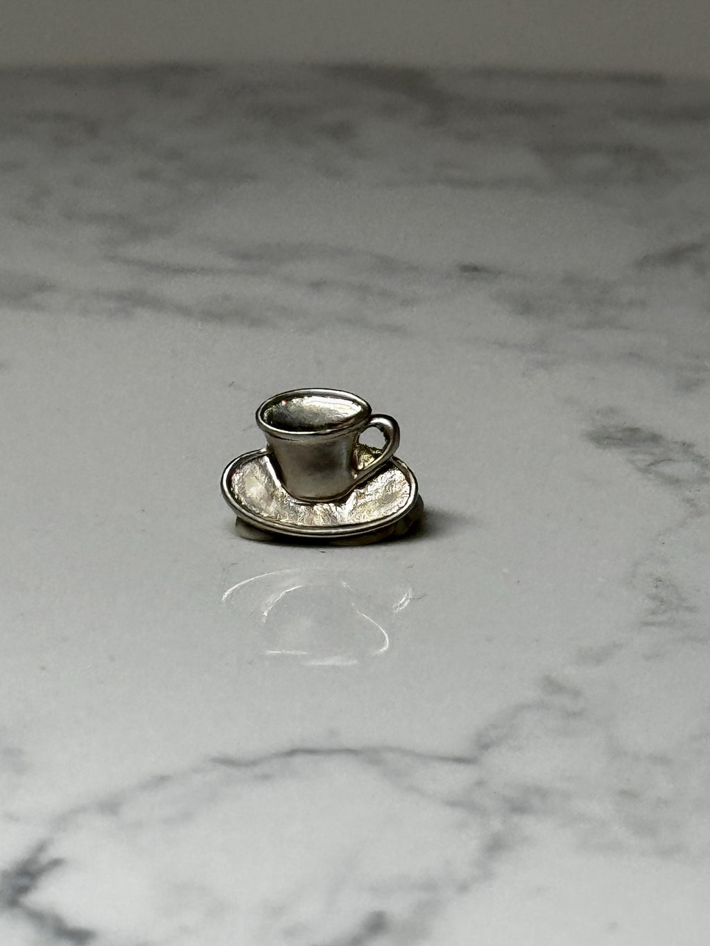 Coffee Cup Lapel Pin: Silver Tone - Retro Cafe Accessory