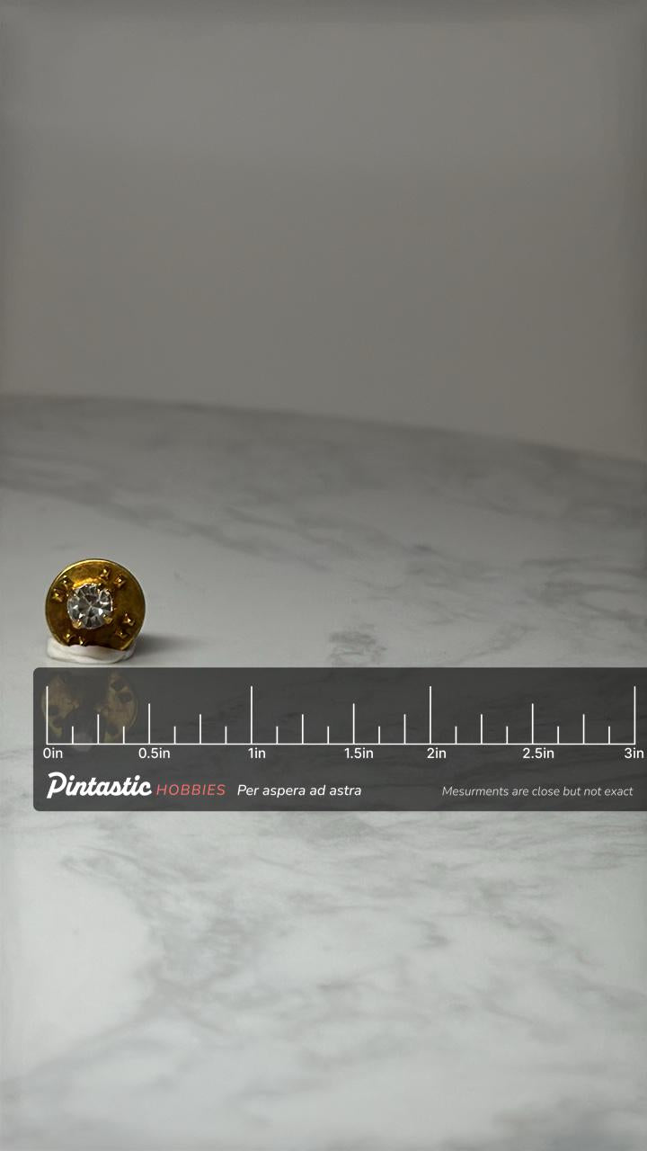 Clear Rhinestone Lapel Pin: Gold Tone Solitaire - Classic Accessory with ruler overlay for size reference