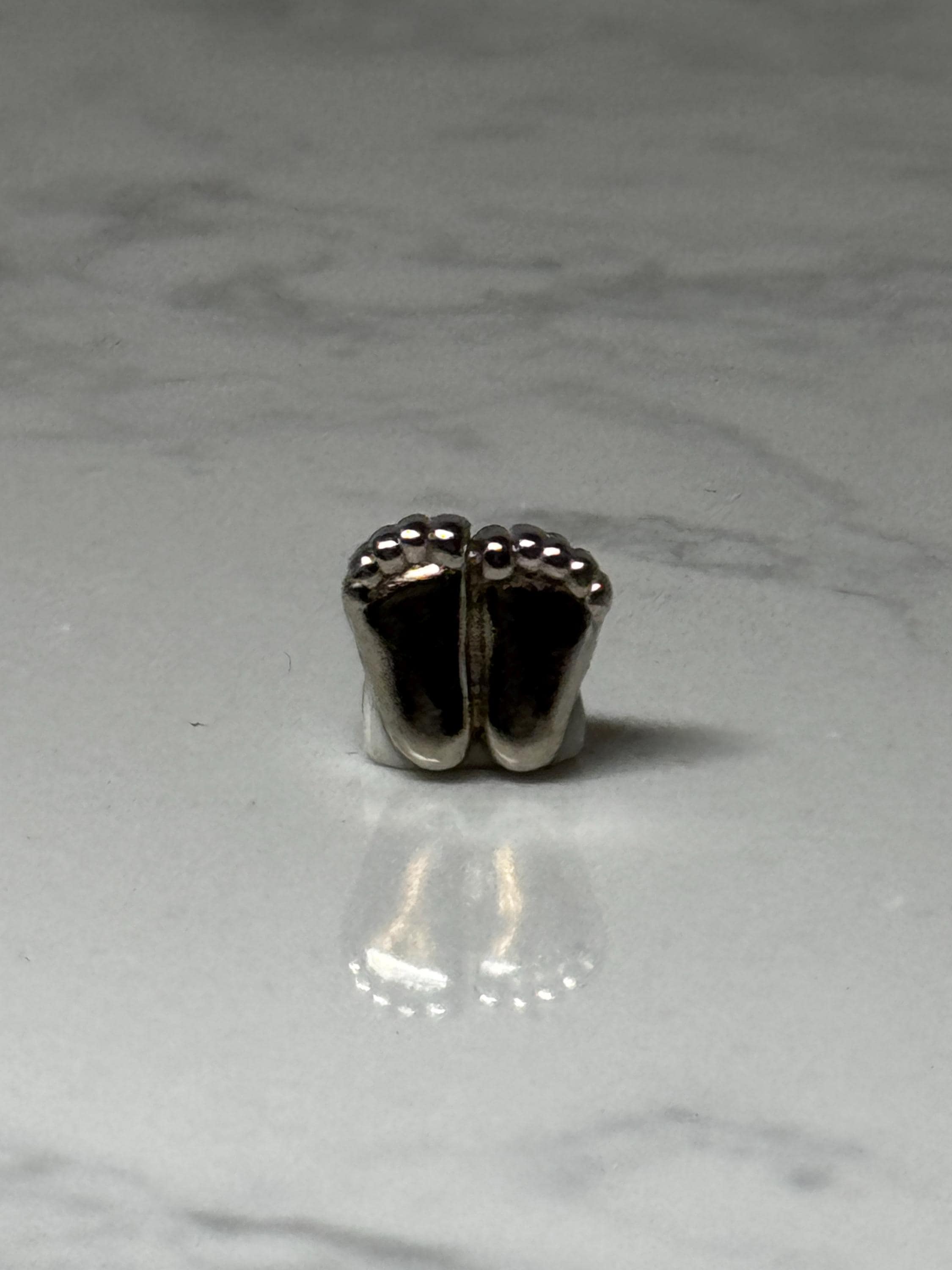 Baby Feet Lapel Pin: Silver Tone - Vintage Novelty Accessory