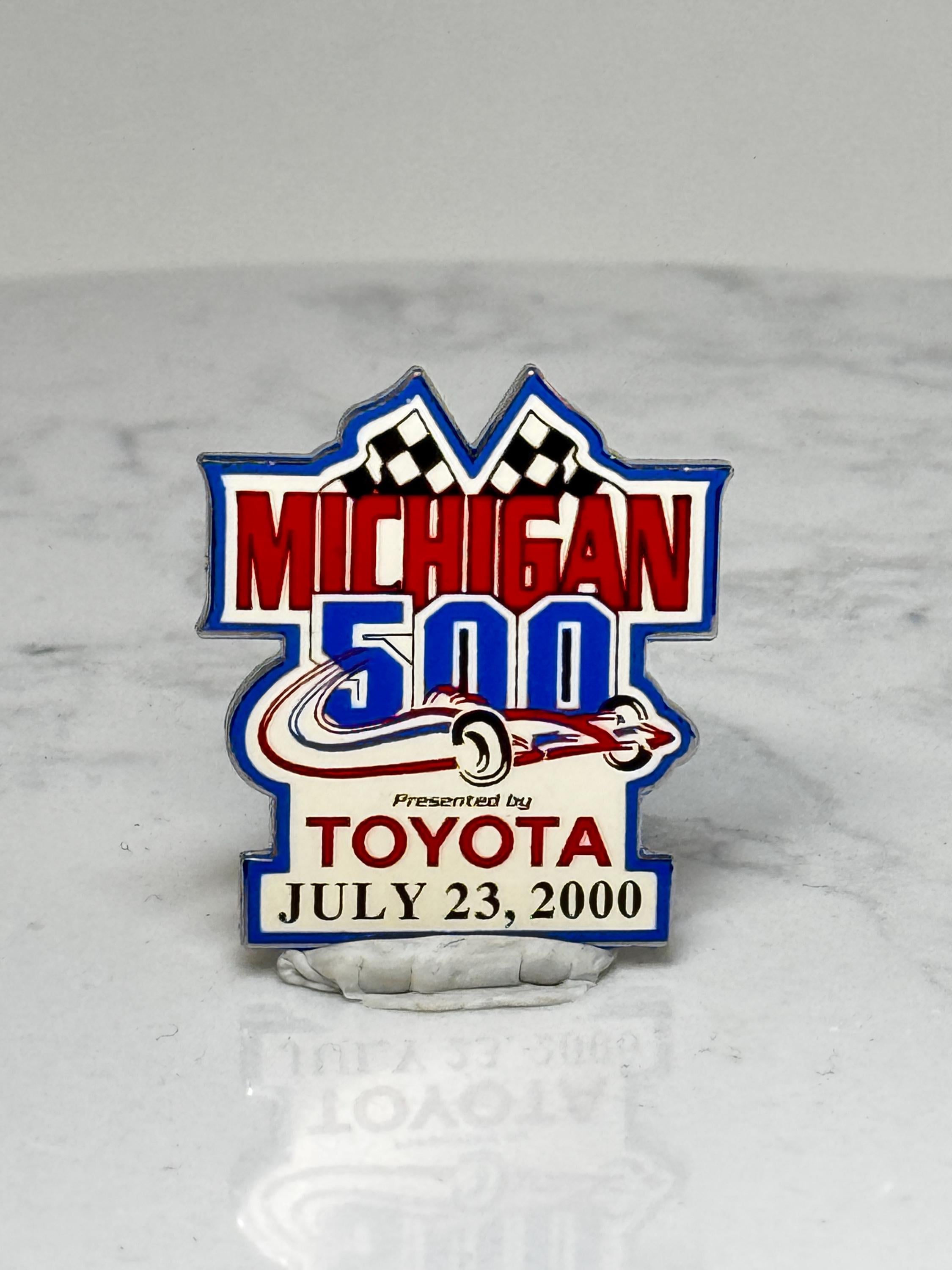Michigan 500 Racing Pin: Red Blue Enamel - 2000 Motorsports Accessory