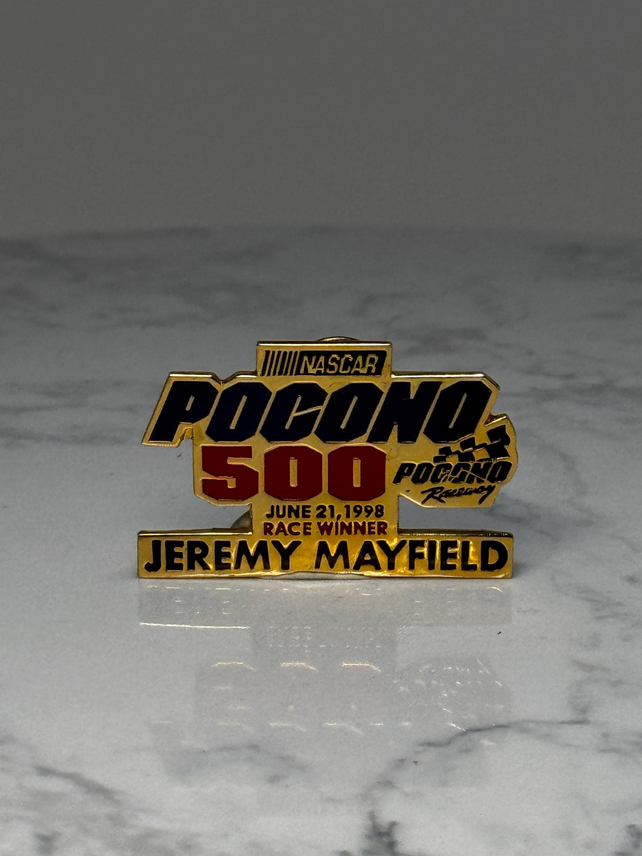 NASCAR Pocono 500 Pin: Gold Tone Enamel - 1998 Race Winner