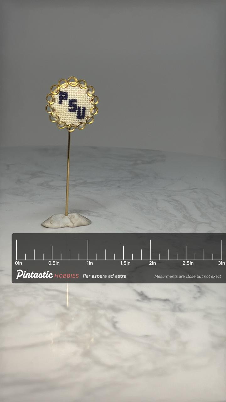 FSW Fraternity Stick Pin: Gold Tone Needlepoint - Greek Life Accessory with ruler overlay for size reference