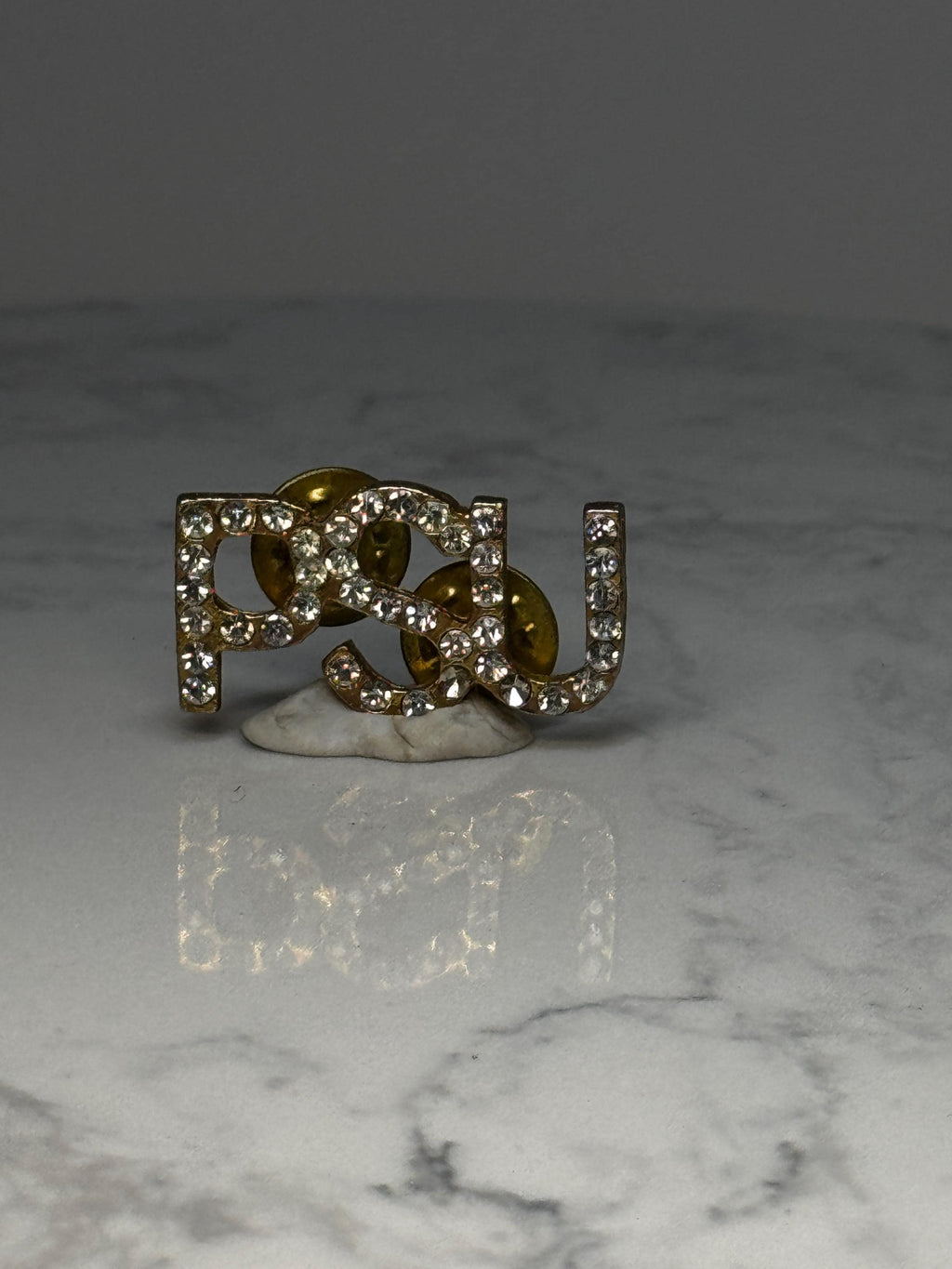 PSU Letter Rhinestone Pin: Gold Tone - College Spirit Accessory