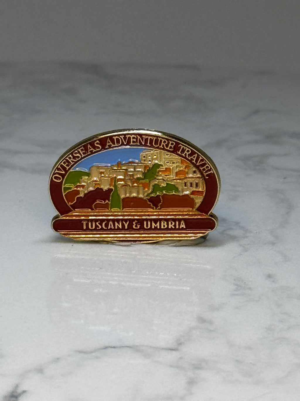 Tuscany & Umbria Travel Pin: Gold Tone Enamel - Italy Souvenir