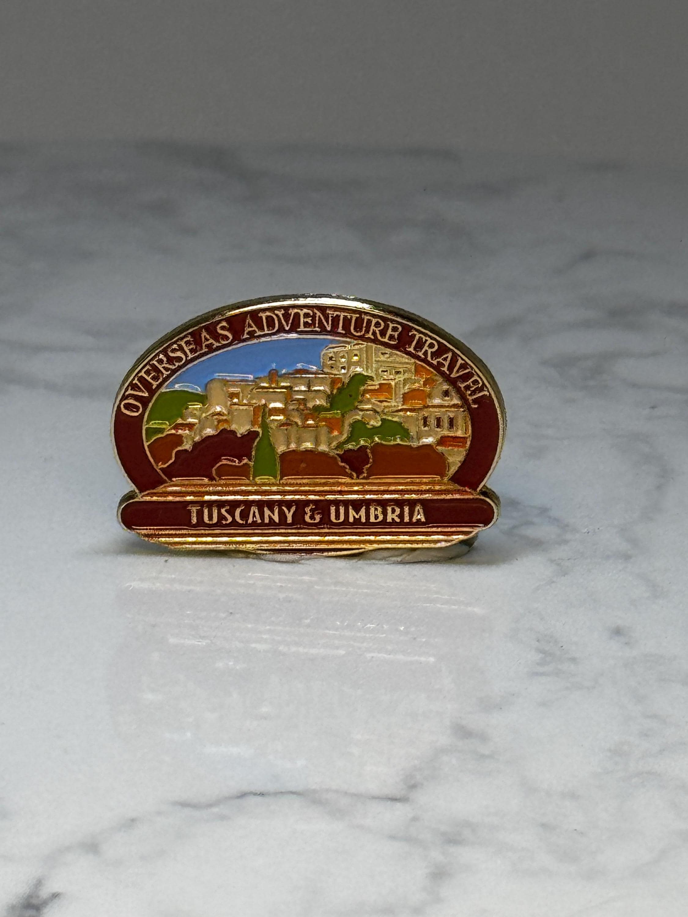 Tuscany & Umbria Travel Pin: Gold Tone Enamel - Italy Souvenir
