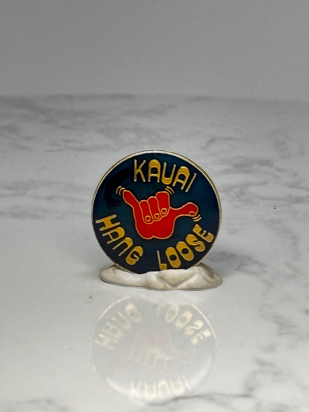 Kauai Hawaii Souvenir Pin: Blue Enamel Shaka - Island Travel Accessory