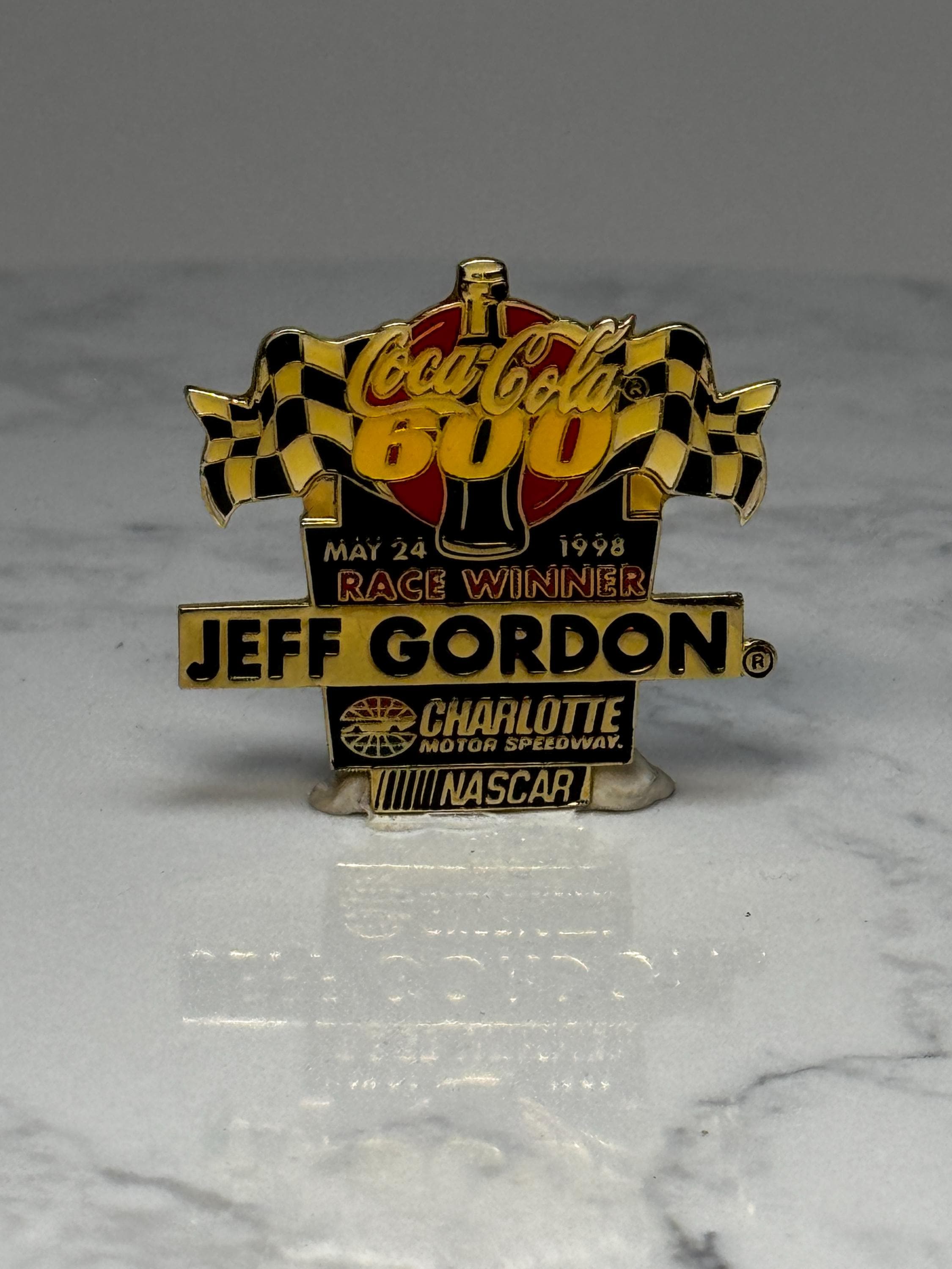 Coca-Cola 600 NASCAR Pin: Gold Tone - 1998 Race Winner Accessory