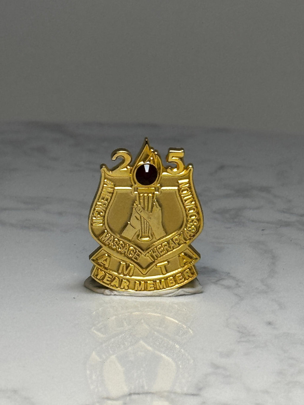 AMTA 25 Year Member Pin American Massage Therapy Association Gold Tone Lapel Pin