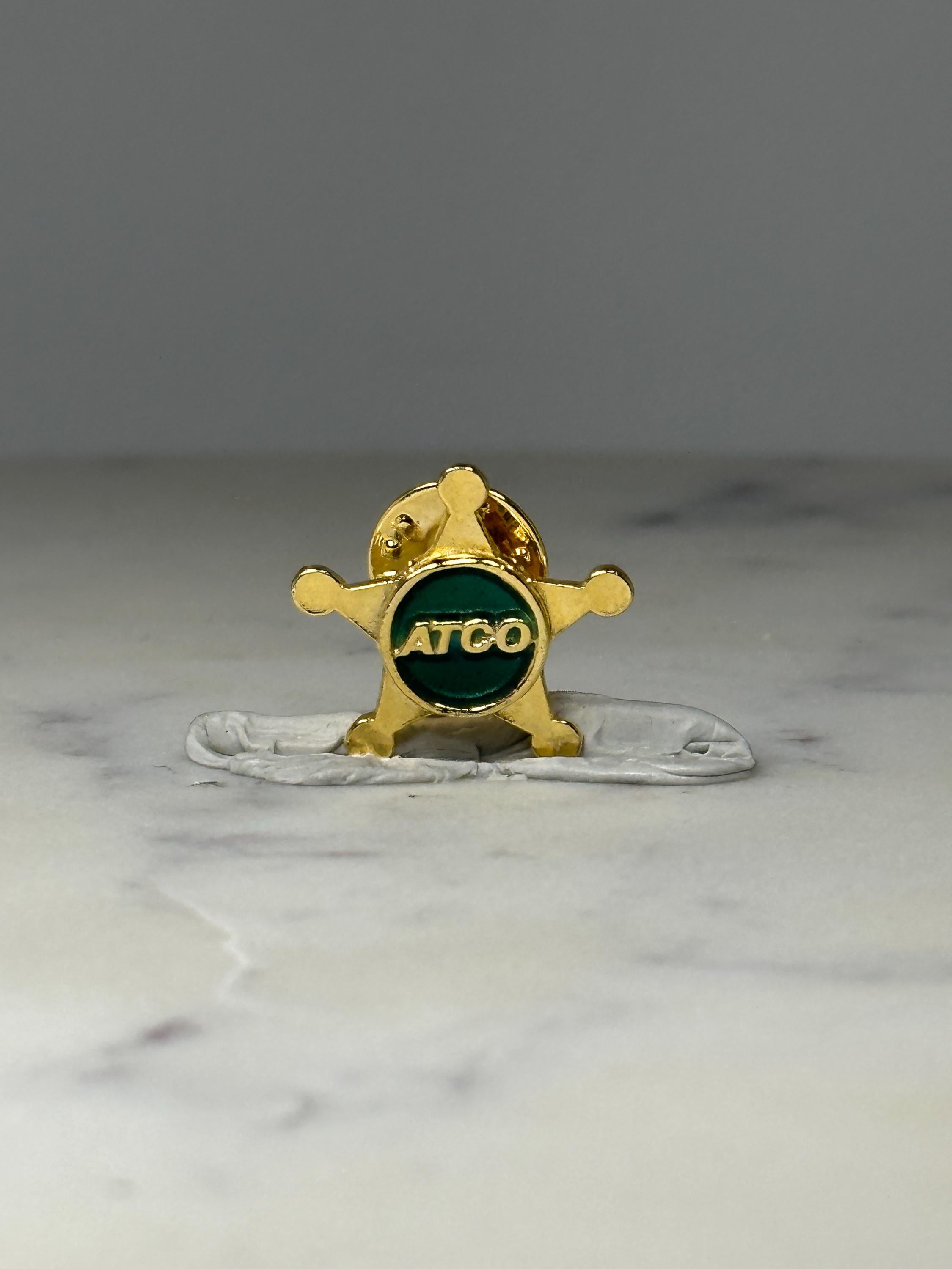 Vintage ATCO Group Advertising Enamel Lapel Pin Gold Tone Corporate Promo Pin