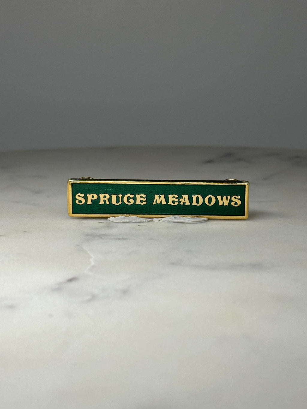 Spruce Meadows Name Bar Pin: Green & Gold Enamel - Equestrian