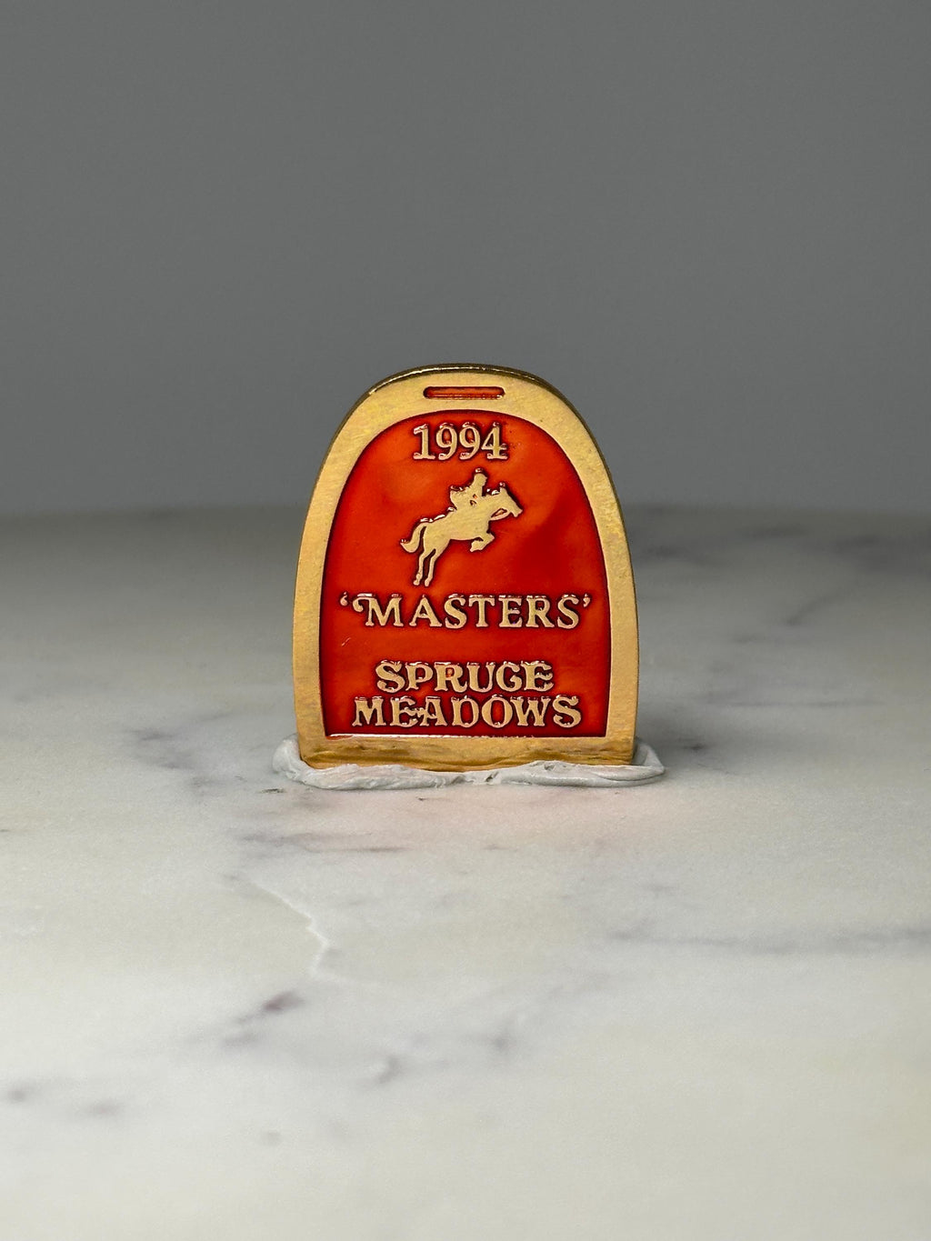 1994 Masters Spruce Meadows Pin: Red Gold Enamel - Equestrian Accessory
