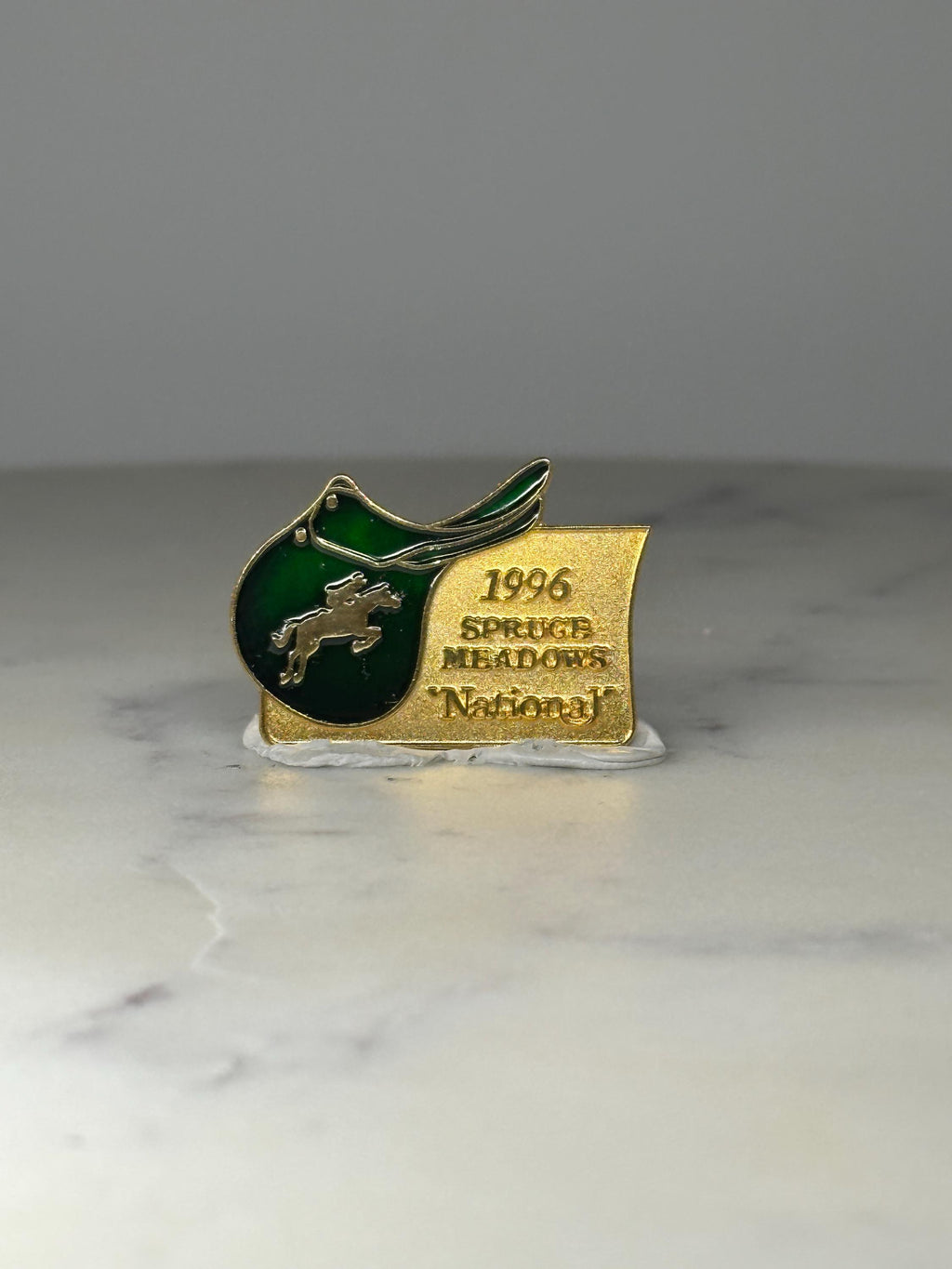 1996 Spruce Meadows National Pin: Green Gold Enamel - Equestrian Sports Accessory