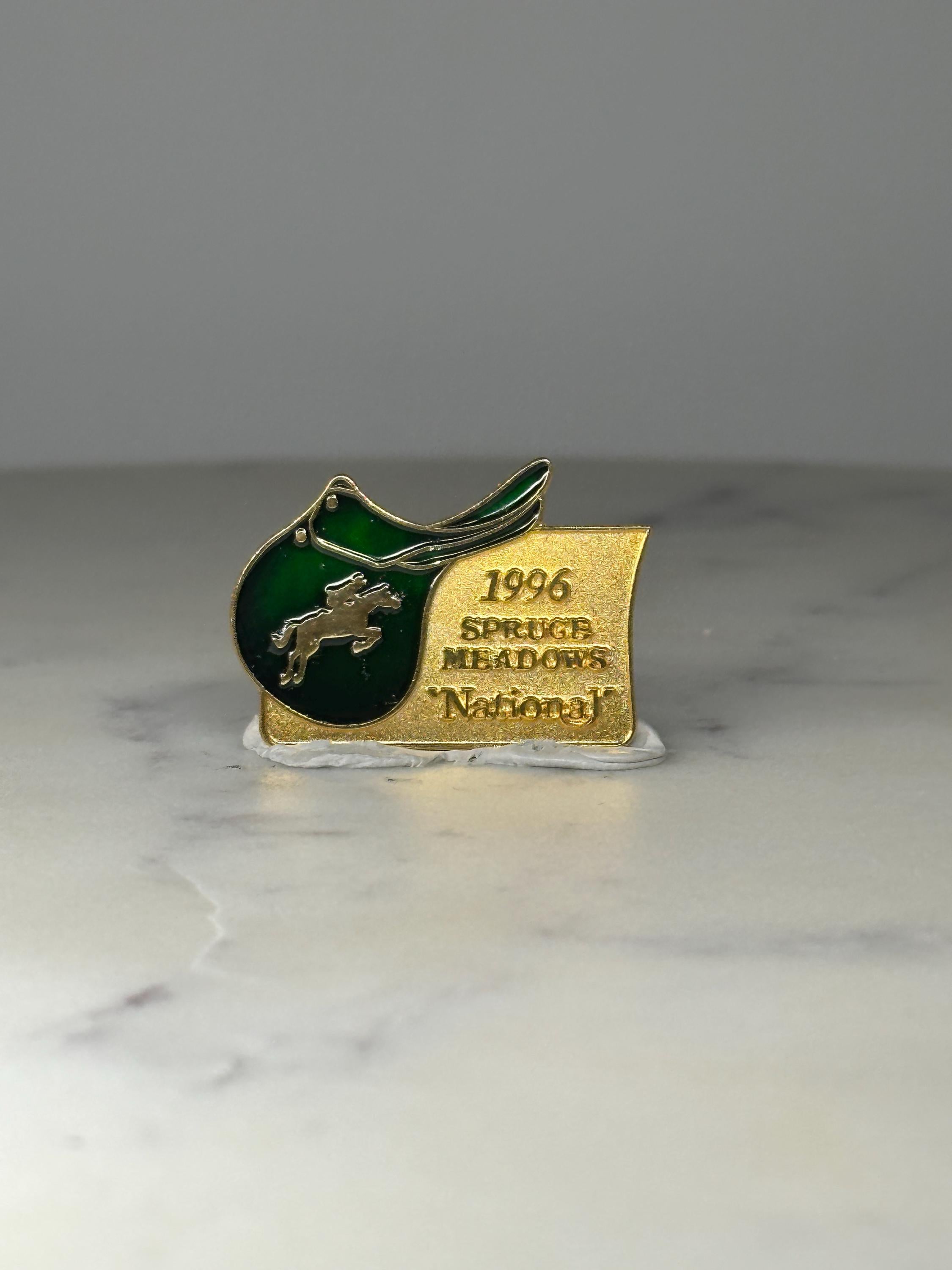 1996 Spruce Meadows National Pin: Green Gold Enamel - Equestrian Sports Accessory