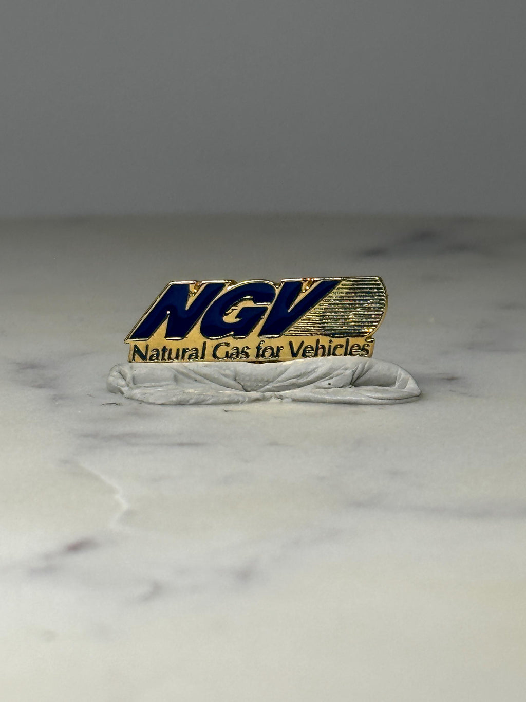 NGV Natural Gas Pin: Blue Gold Enamel - Energy Industry Accessory