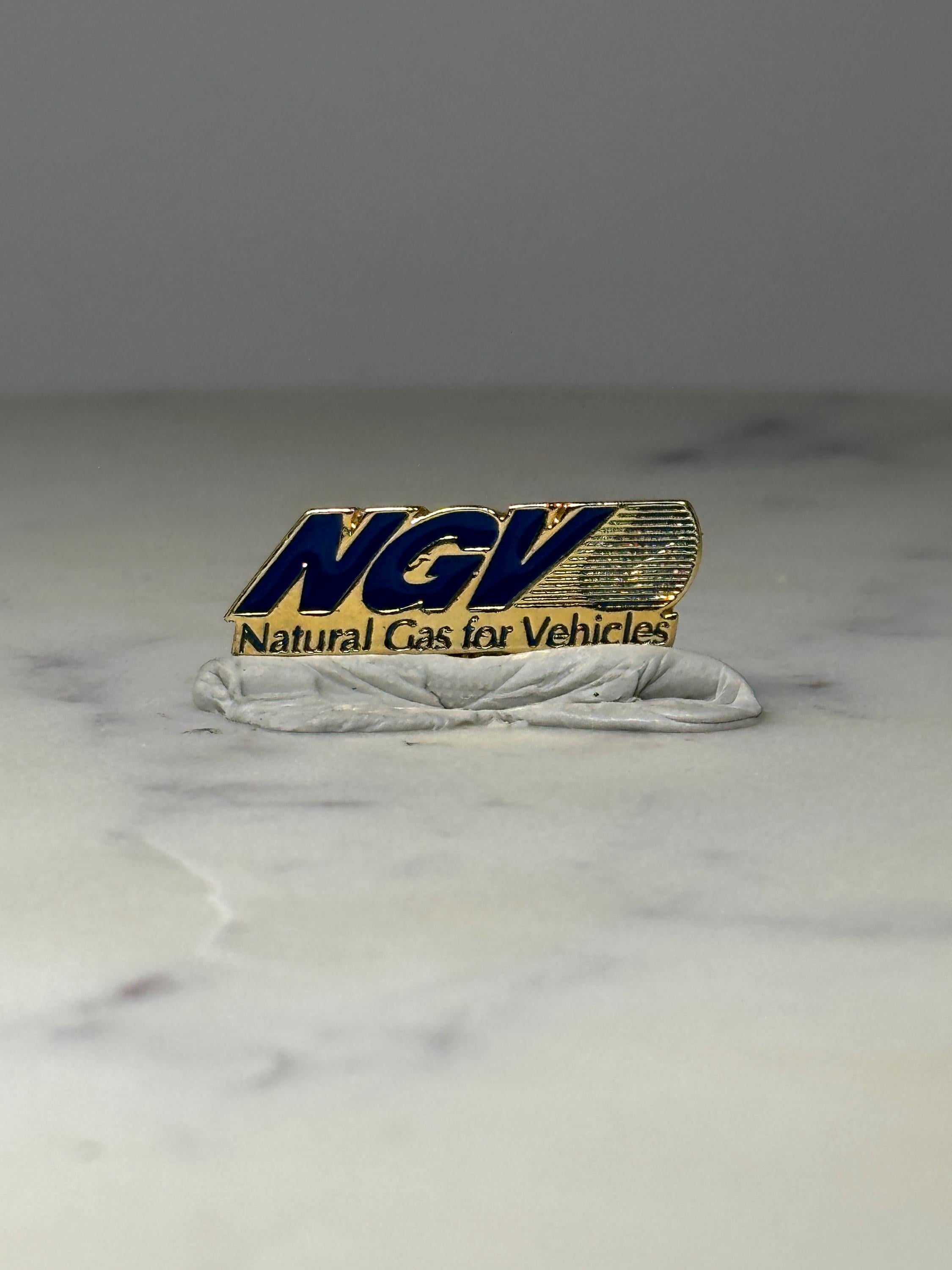 NGV Natural Gas Pin: Blue Gold Enamel - Energy Industry Accessory