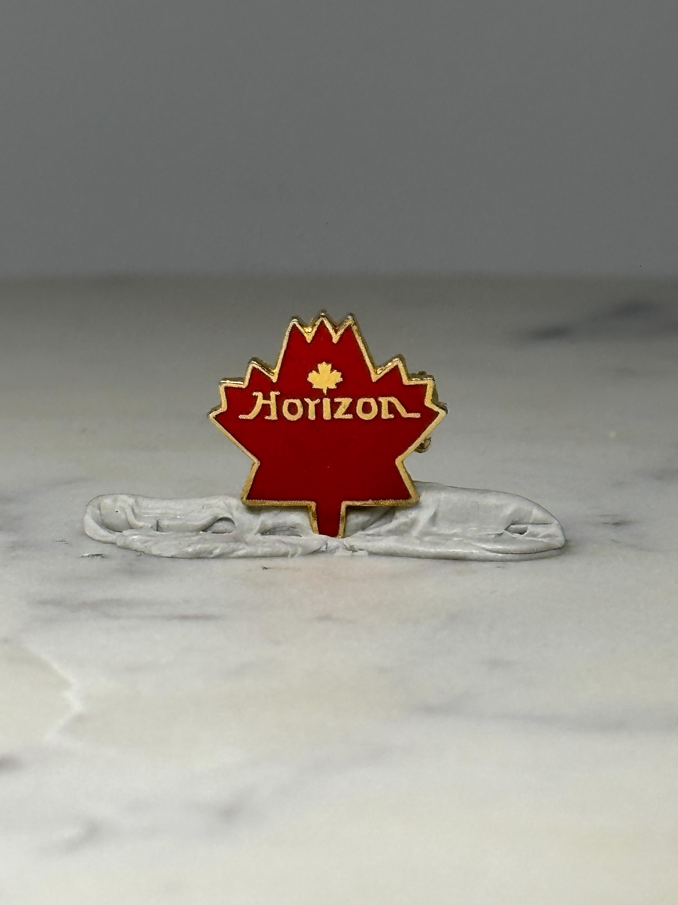Horizon Canada Maple Leaf Pin: Red Enamel Gold Tone - Travel Souvenir