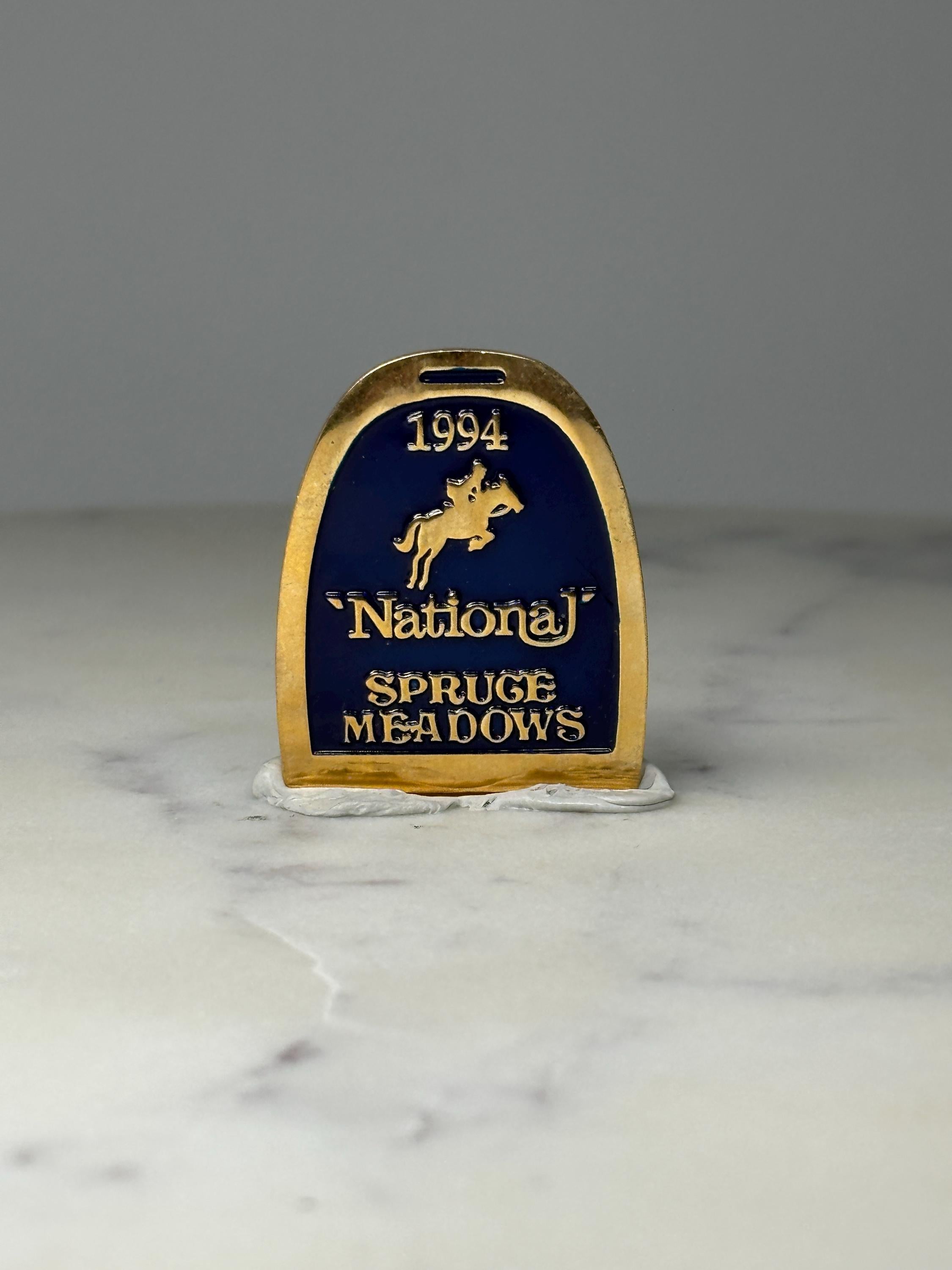 1994 National Spruce Meadows Lapel Pin: Blue & Gold Equestrian