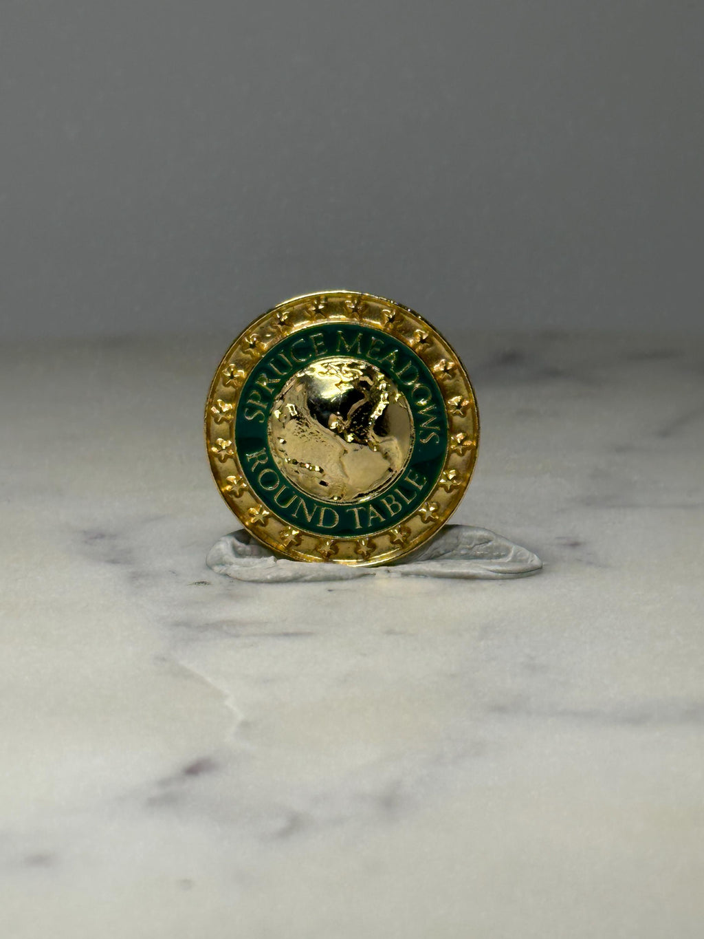 Spruce Meadows Round Table Lapel Pin: Gold Tone Enamel - Equestrian Accessory