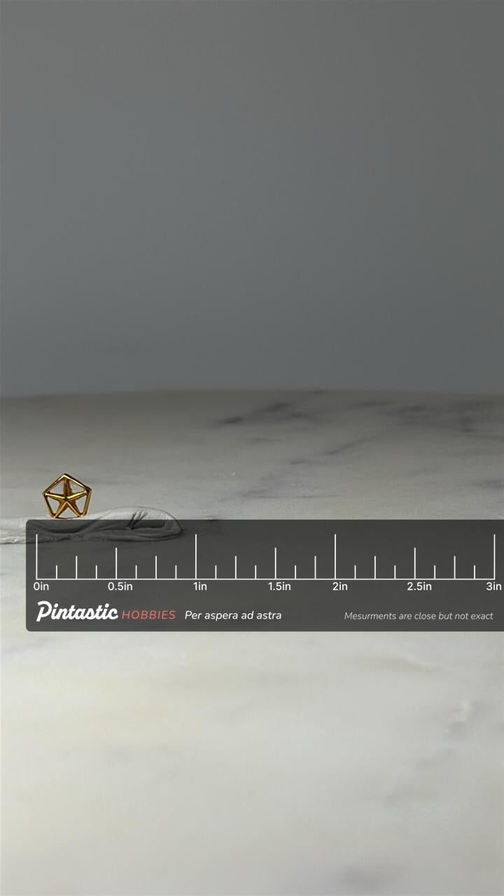 Chrysler Pentastar Logo Pin: Gold Tone - Vintage Auto Accessory with ruler overlay for size reference