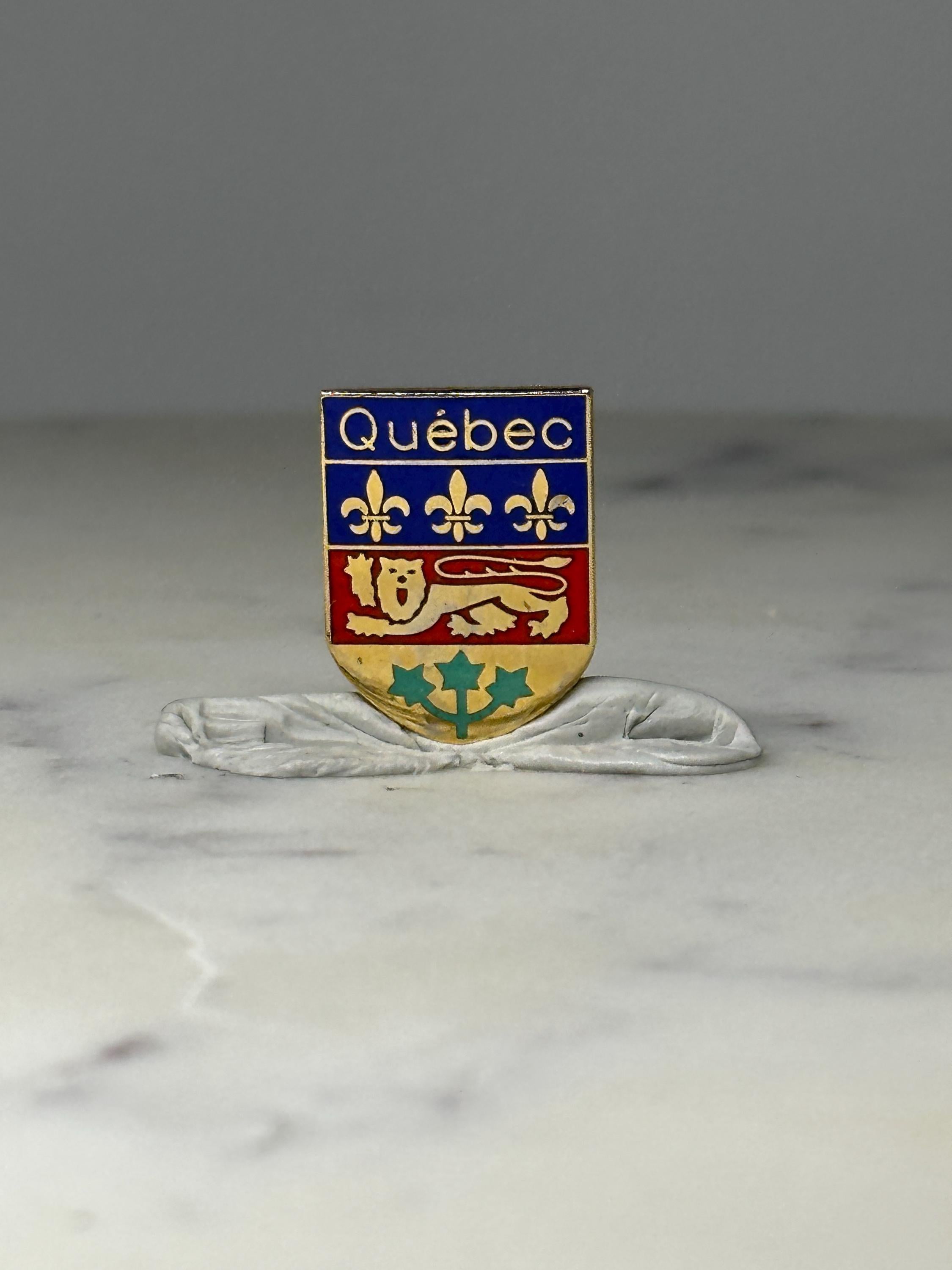 Quebec Canada Shield Enamel Pin: Blue Red Gold - Travel Souvenir