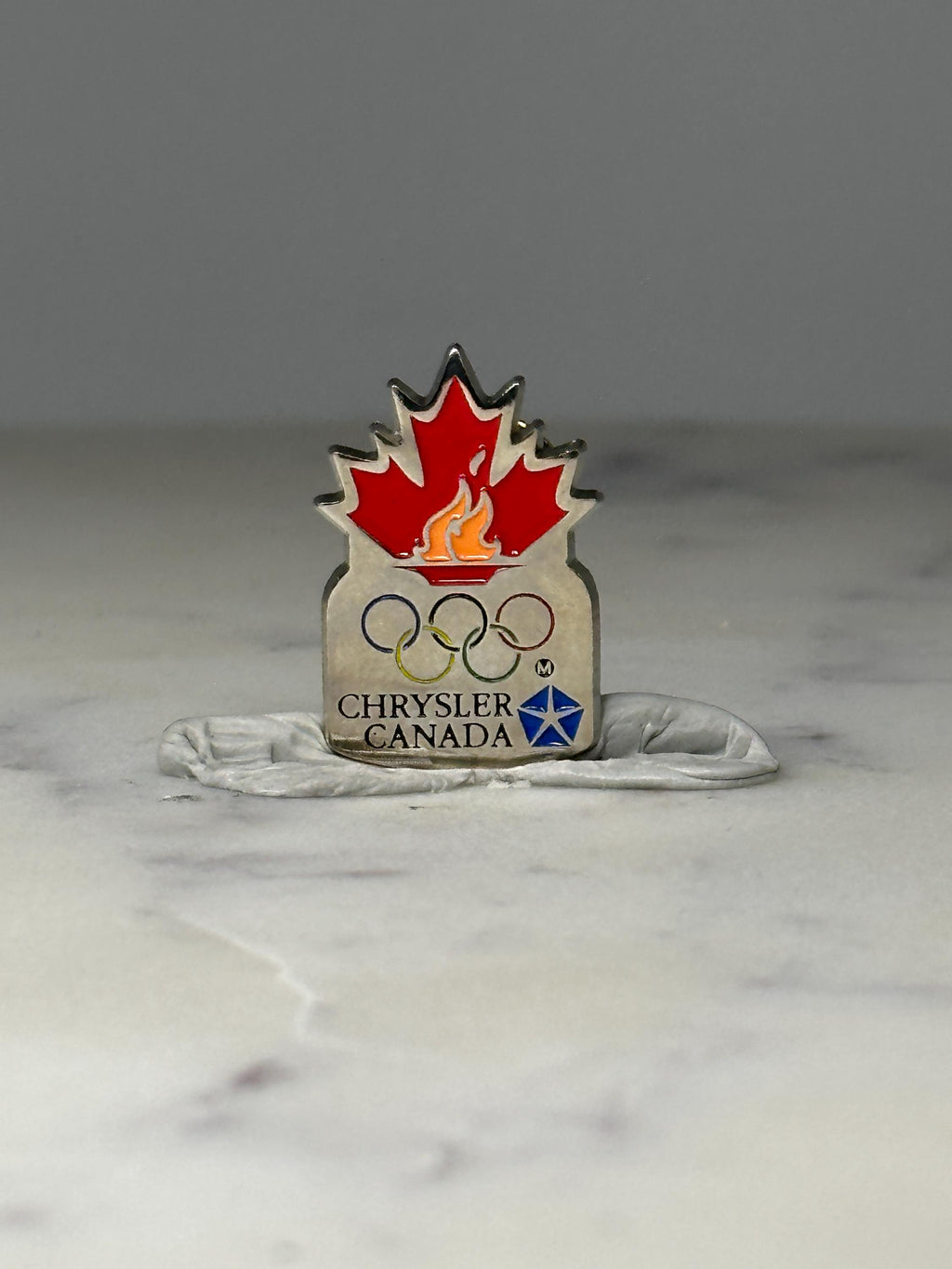 Chrysler Canada Olympic Pin: Red Maple Leaf Enamel - 1988 Sponsor