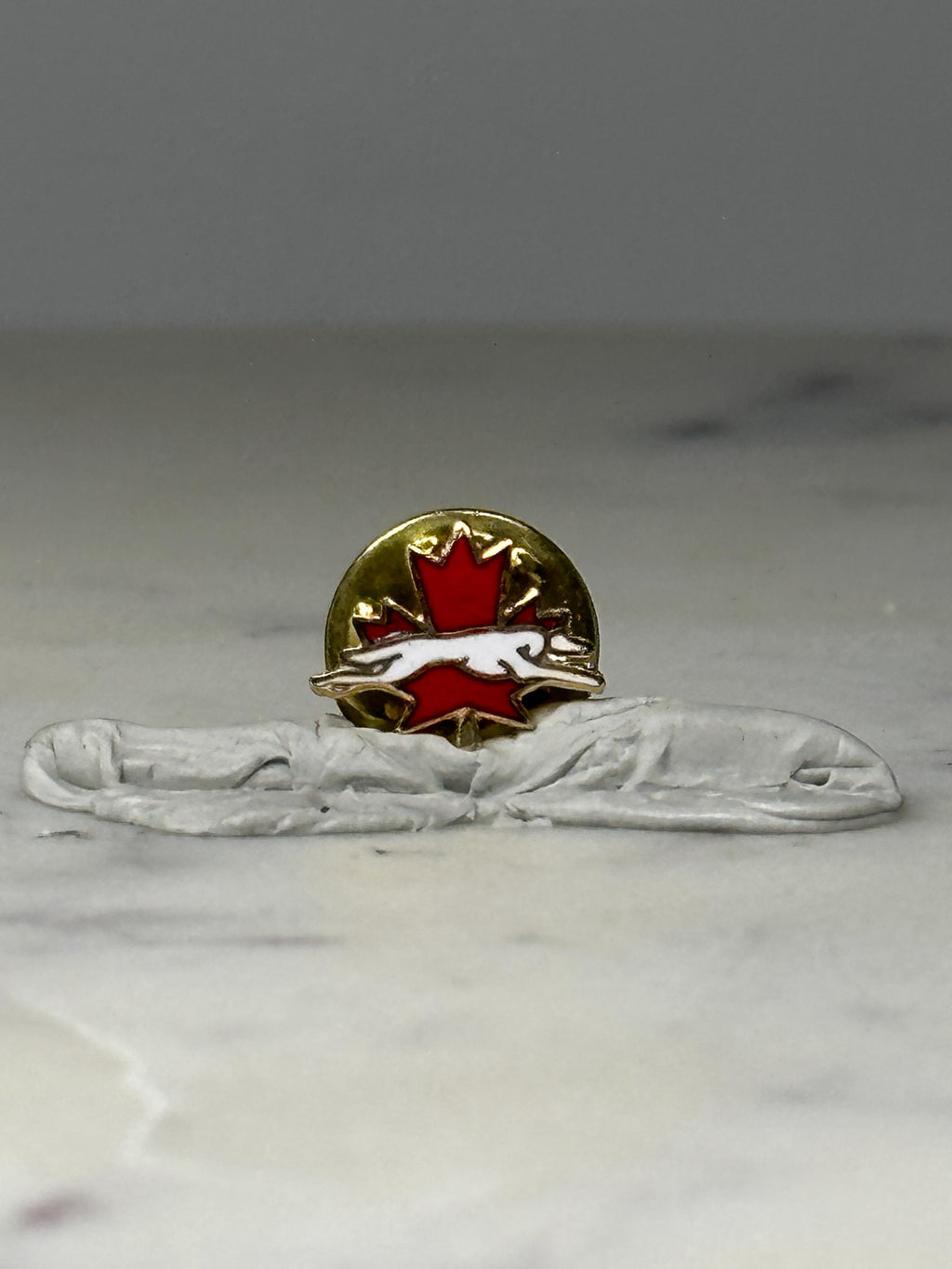 Greyhound Canada Flag Lapel Pin: Red Enamel Gold Tone - Travel