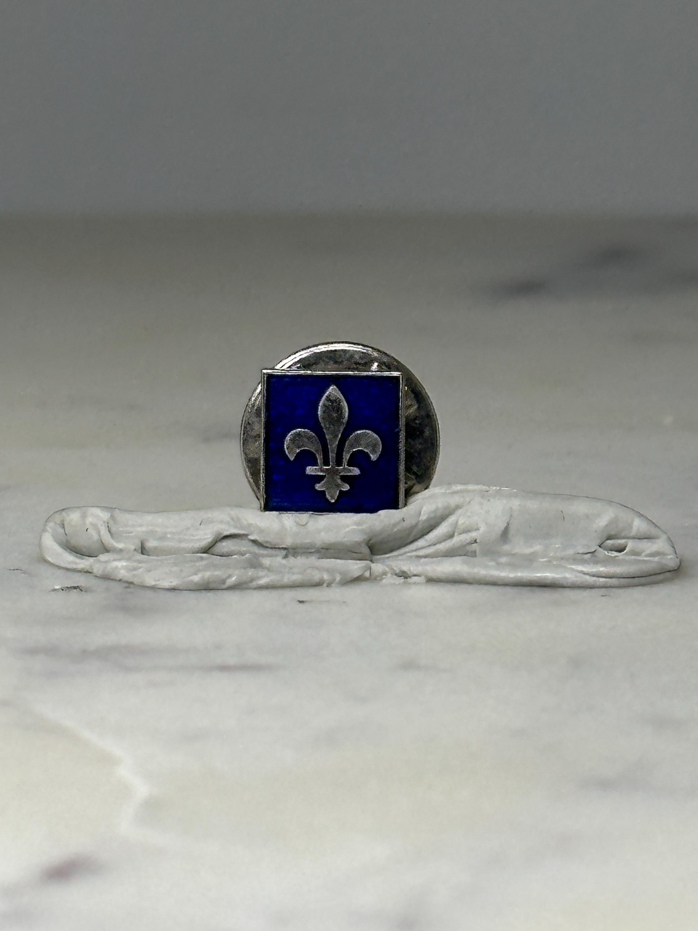 Fleur de Lis Enamel Pin: Blue & Silver Tone - French Heraldry Accessory