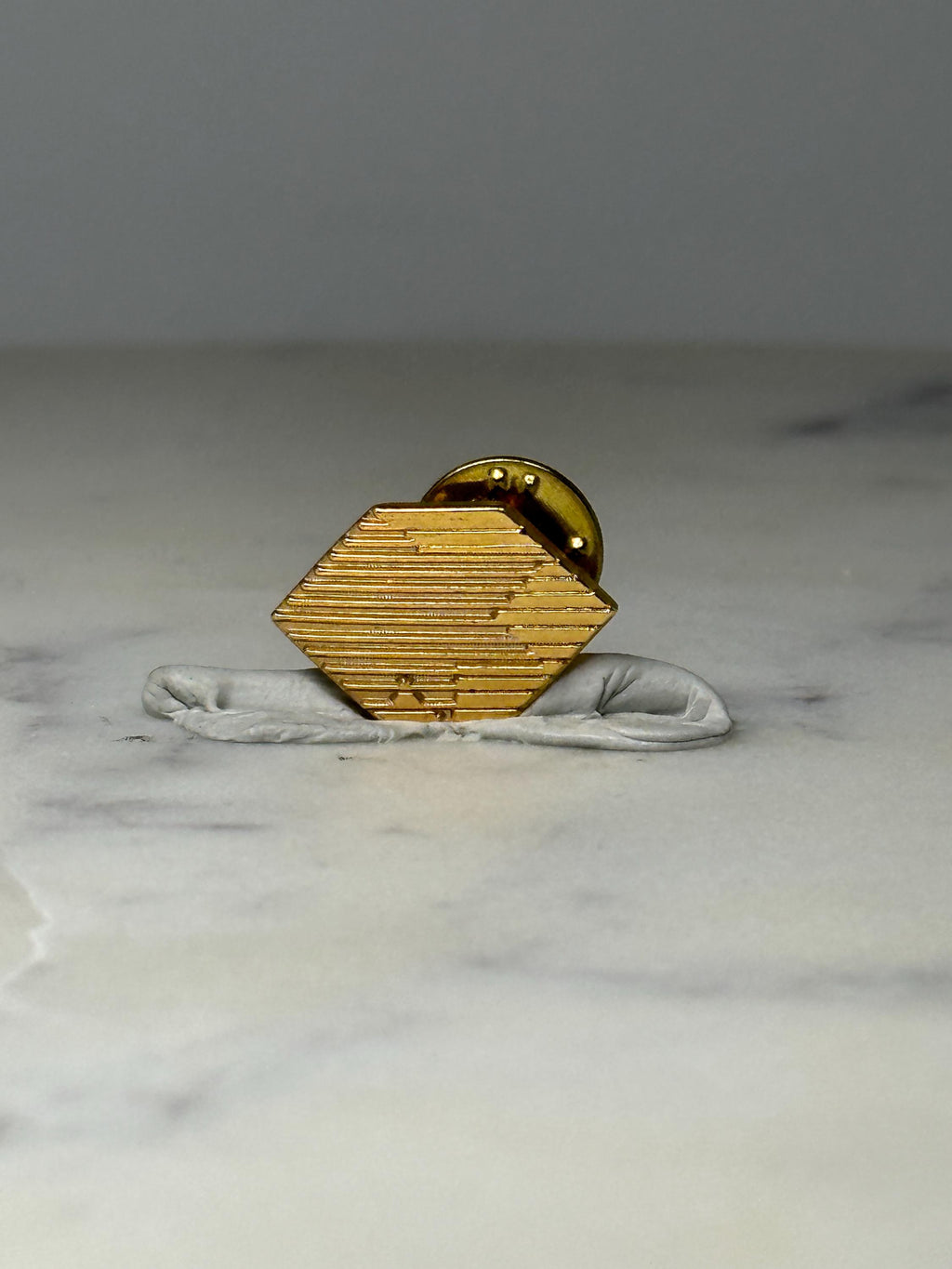 Geometric Diamond Shaped Lapel Pin: Gold Tone Textured - Modernist Accessory