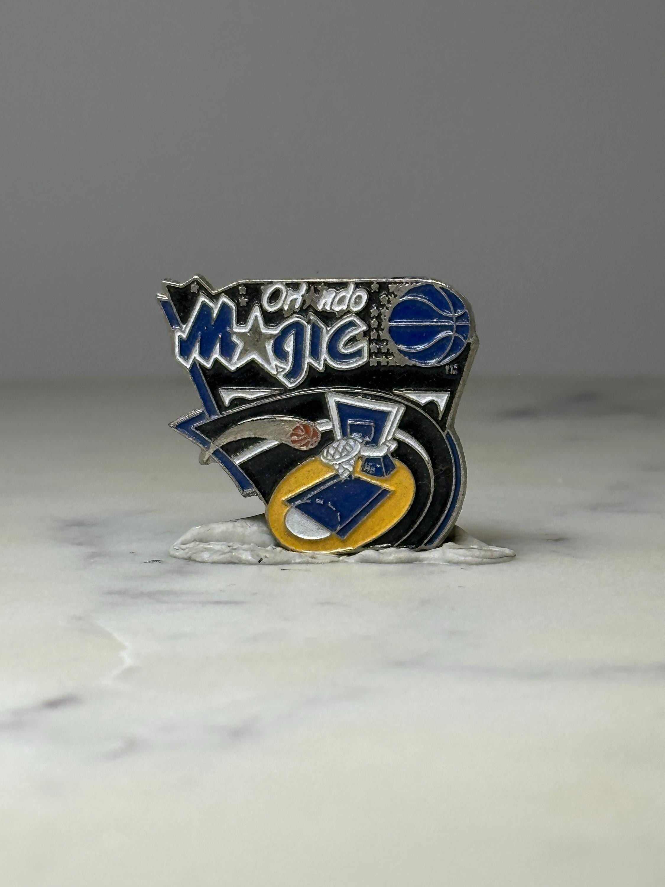 Orlando Magic Basketball Pin: Blue Enamel Logo - 1990s NBA Accessory