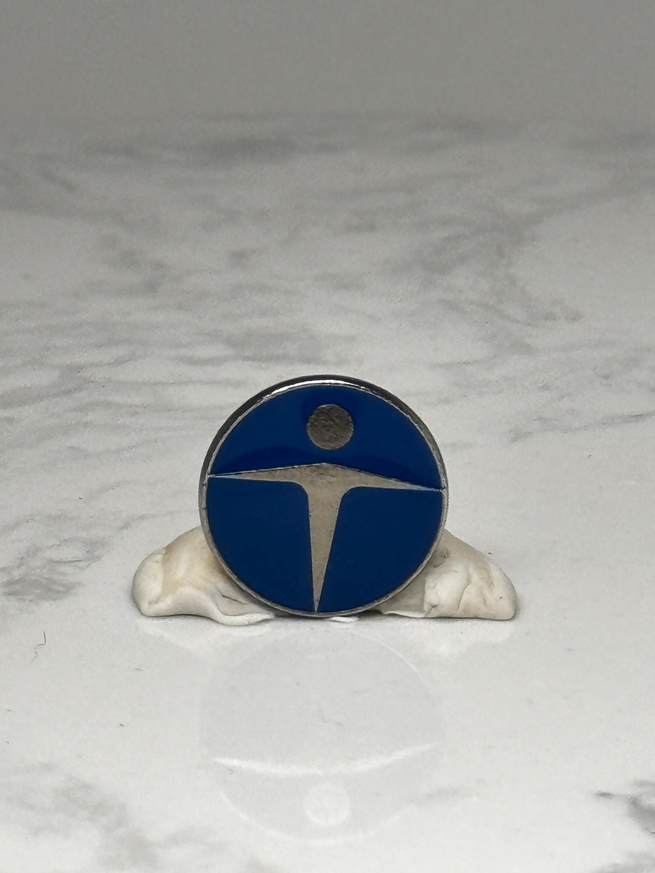 Vintage Manpower Logo Pin: Blue Silver Enamel Lapel Pin – Corporate Collectible Badge