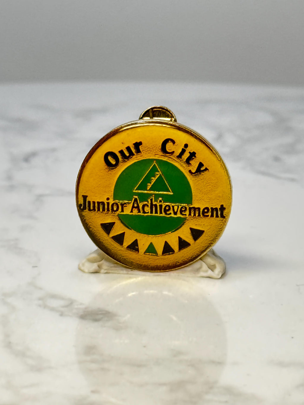 Vintage Junior Achievement Clip: Gold Tone Enamel - Our City