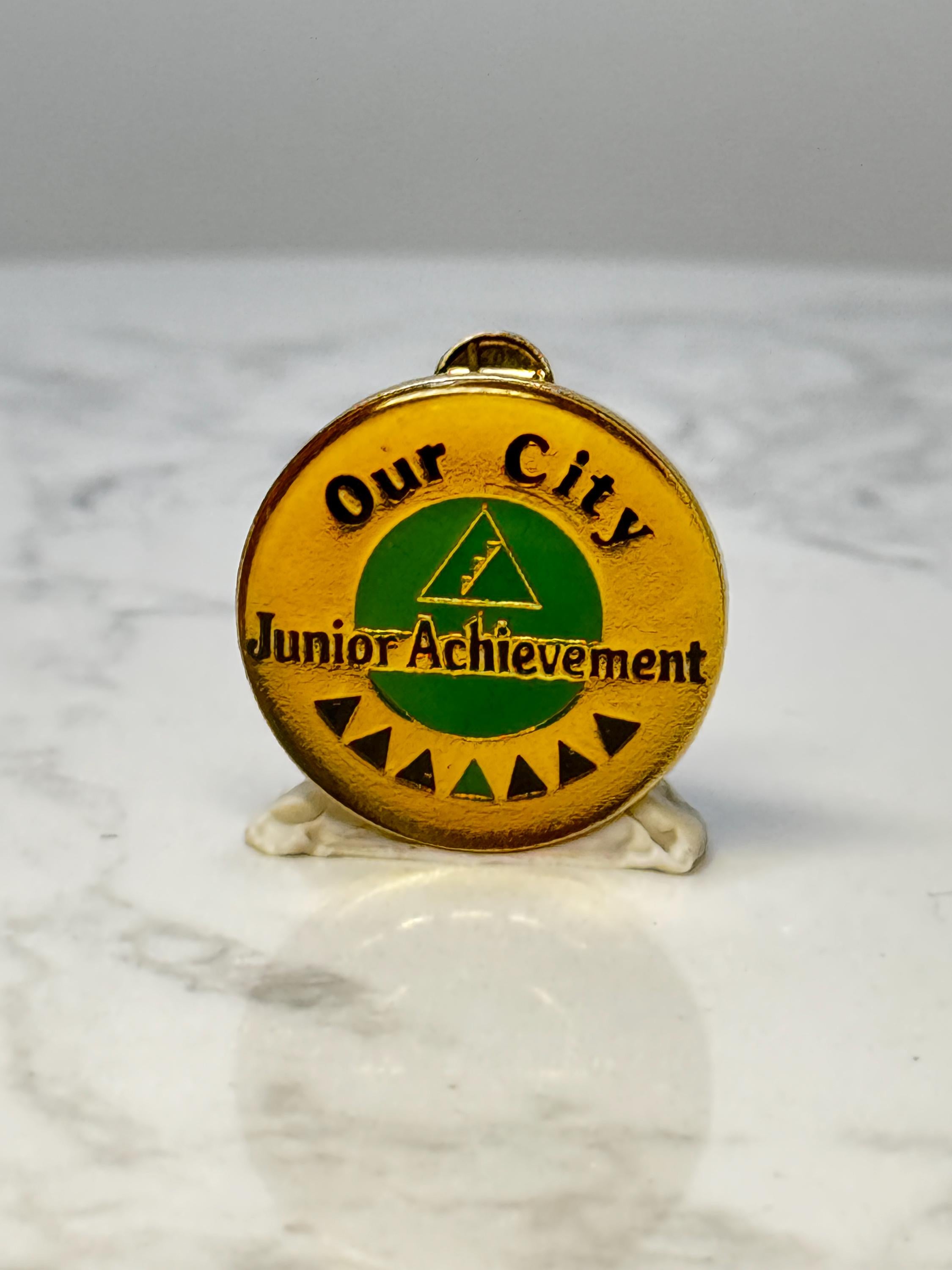 Vintage Junior Achievement Clip: Gold Tone Enamel - Our City