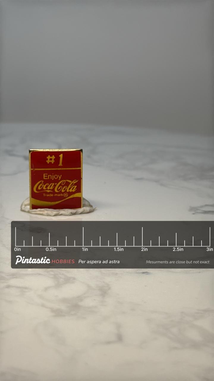 Vintage Coca Cola Lapel Pin: Red Enamel - Soda Collectable with ruler overlay for size reference