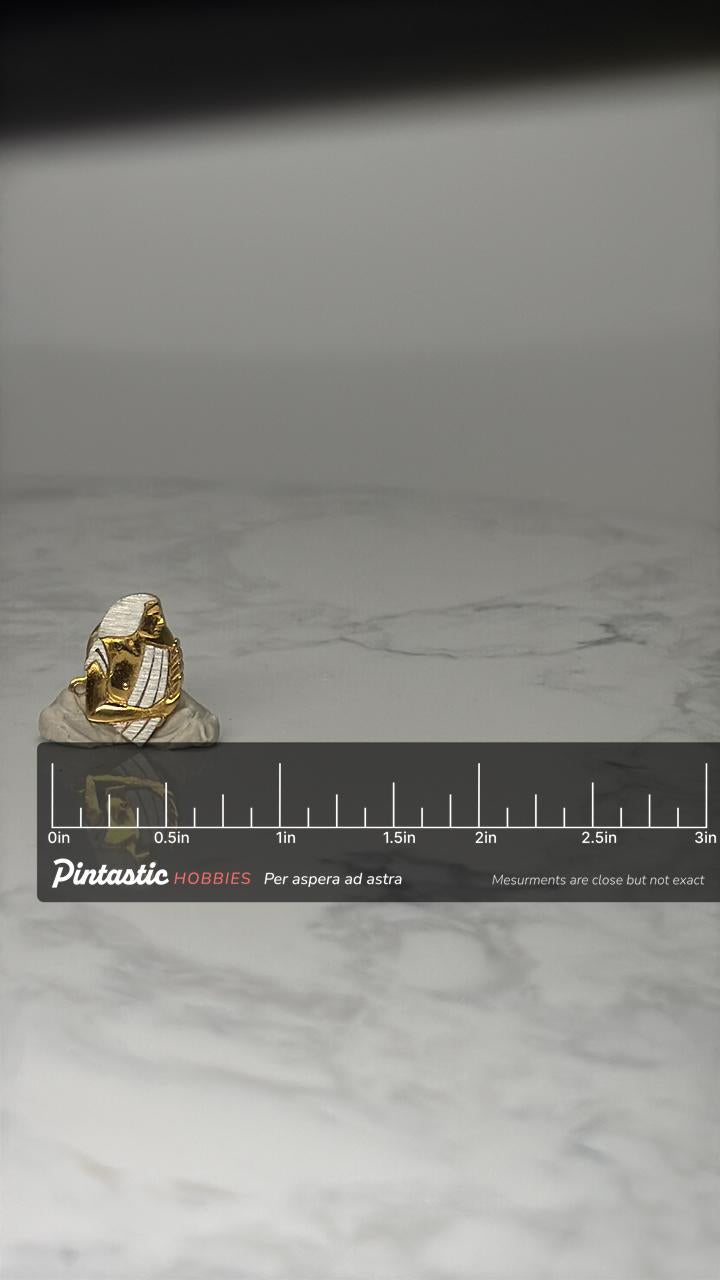 Vintage Egyptian Revival Woman Lapel Pin: Gold Tone Cleopatra Style Brooch – Art Deco Inspired Female Bust with ruler overlay