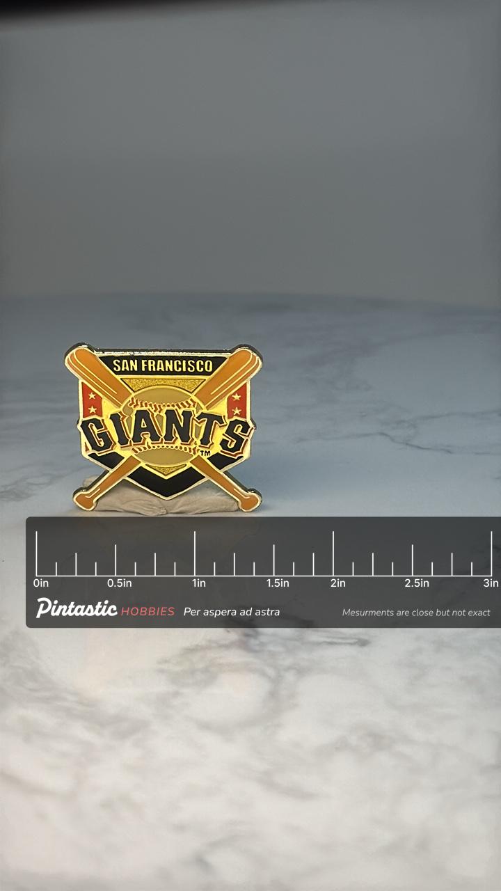 San Francisco Giants Baseball Pin: Gold Enamel - MLB Sports Accessory with ruler overlay for size reference