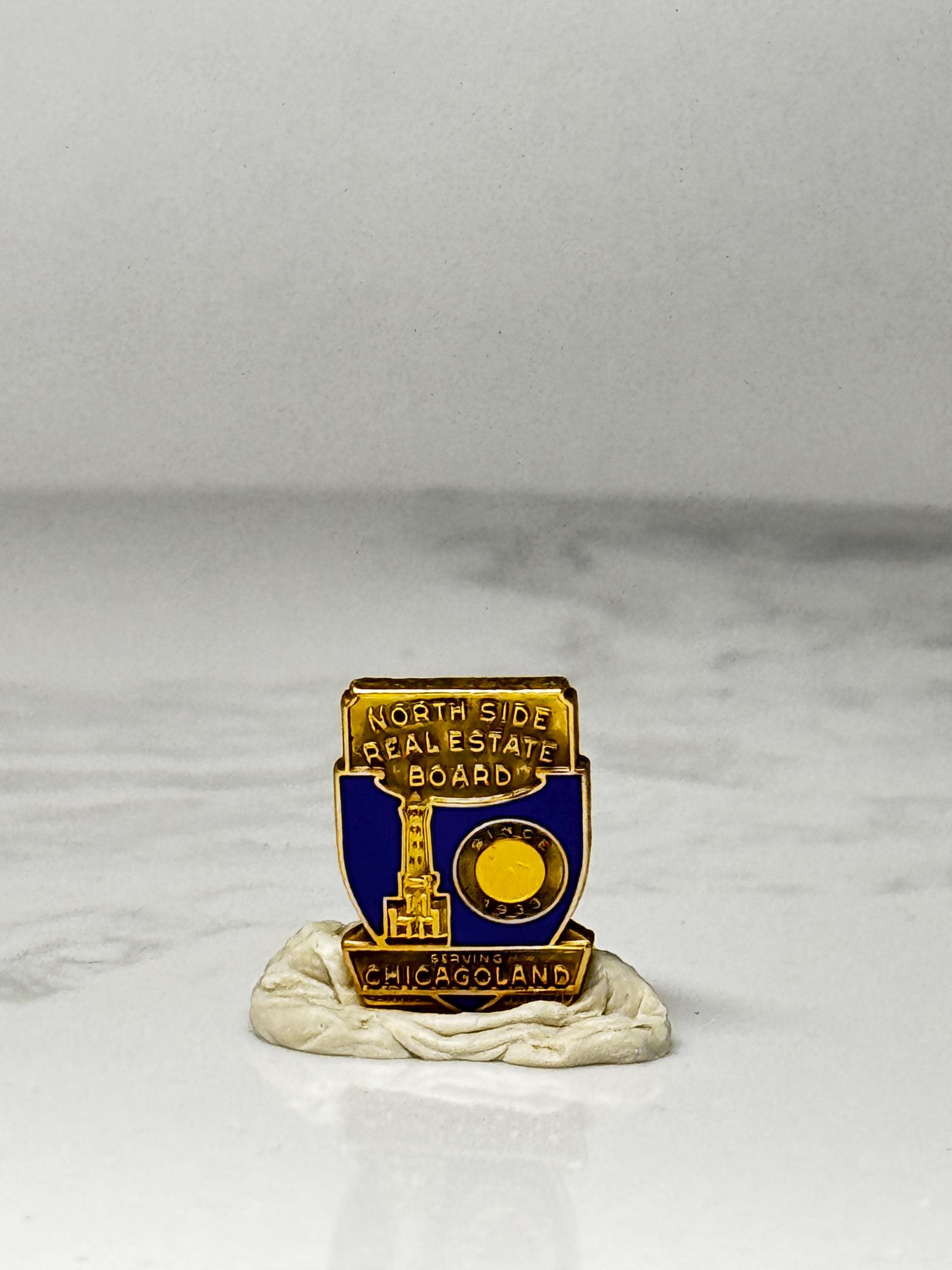 North Side Real Estate Board Pin: Blue Gold Shield - Chicagoland