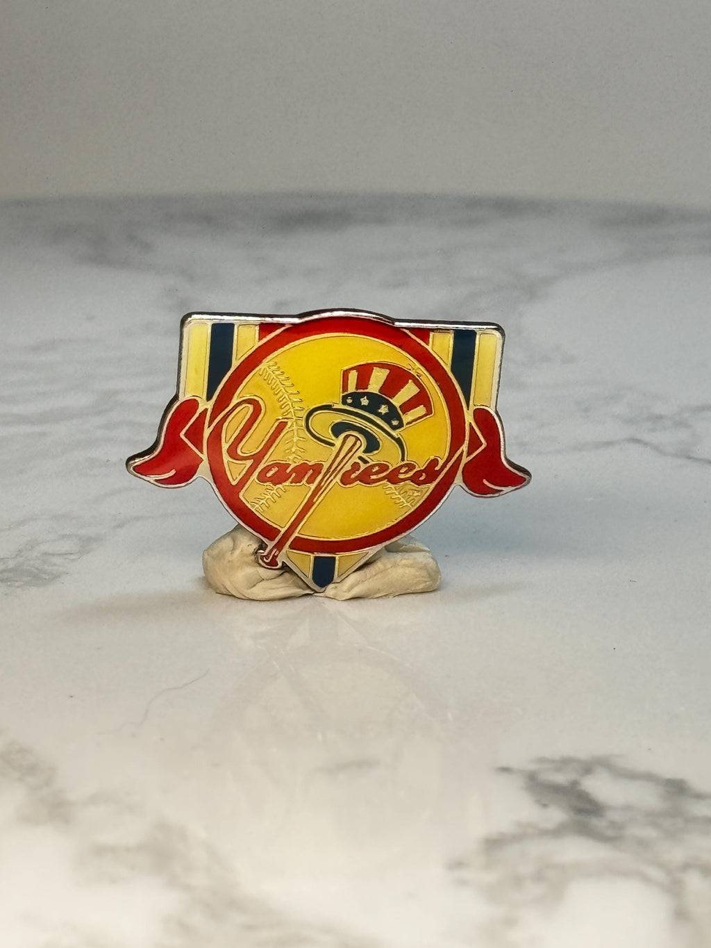 New York Yankees Baseball Pin: Red Yellow Enamel - MLB Sports Accessory
