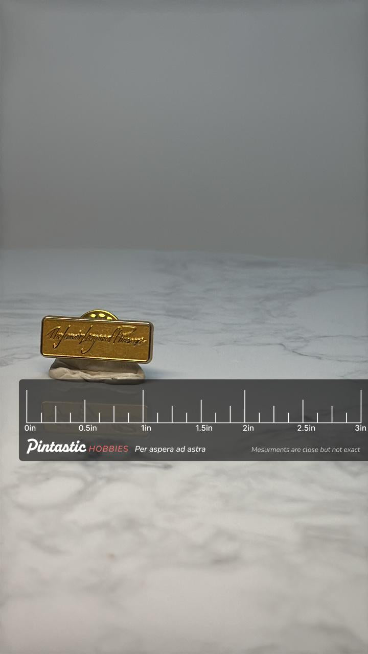 Vintage The Junior League of Phoenix Lapel Pin: Gold Tone Name Bar – Women’s Civic Organization Brooch with ruler overlay for