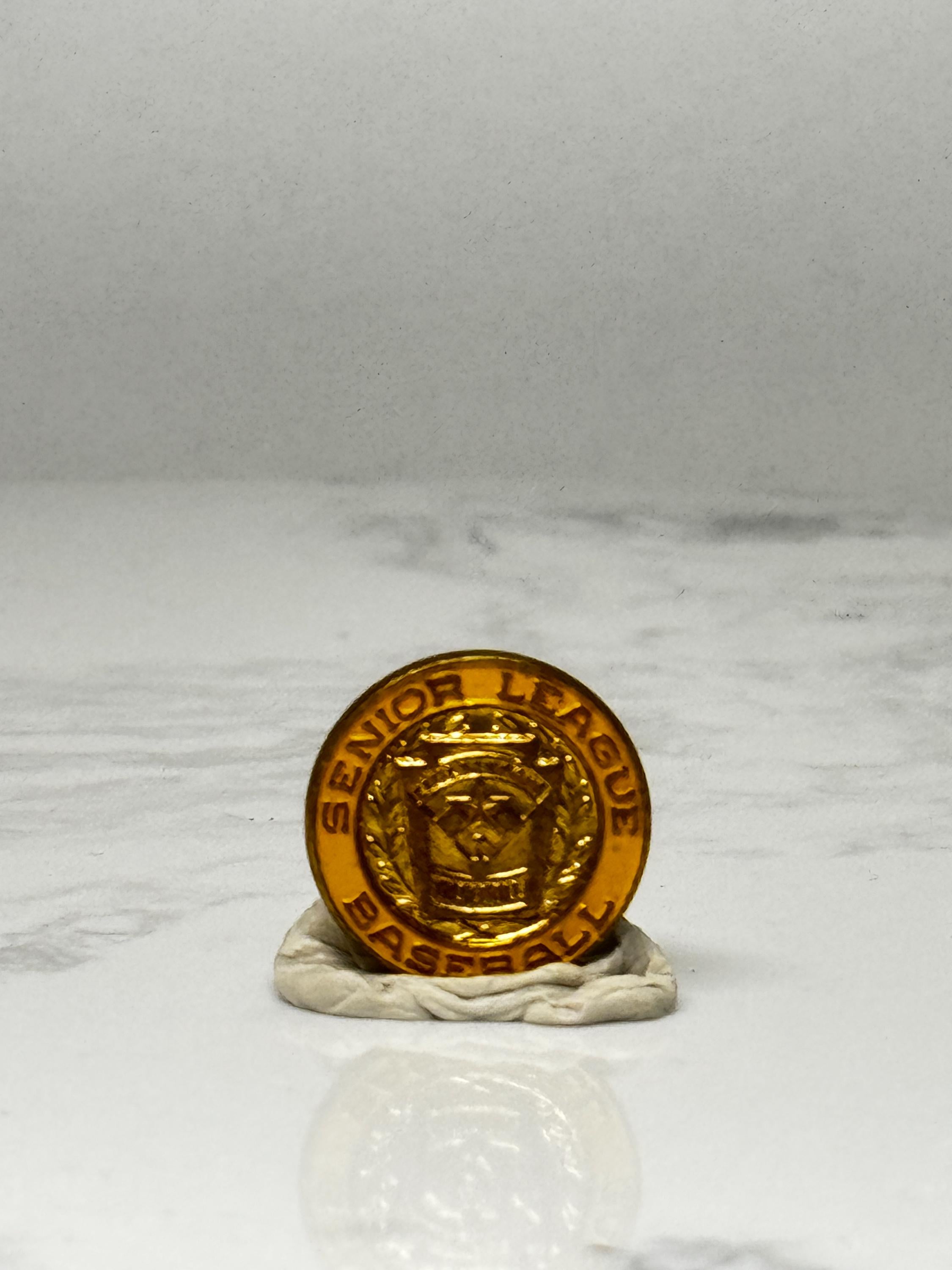 Senior League Baseball Pin: Gold Tone Enamel - Youth Sports Accessory