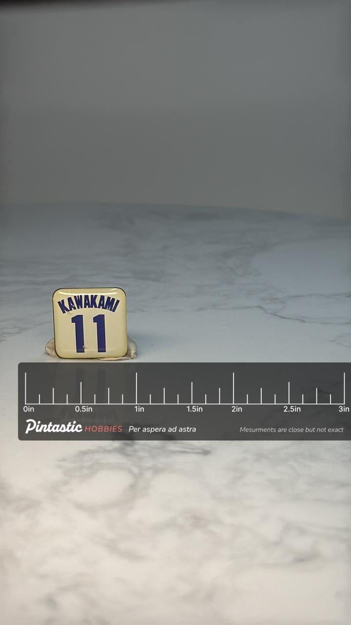 Kawakami #11 Baseball Pin: Japanese NPB Player Lapel Pin – Jersey Style Name Number Collectible with ruler overlay for size r