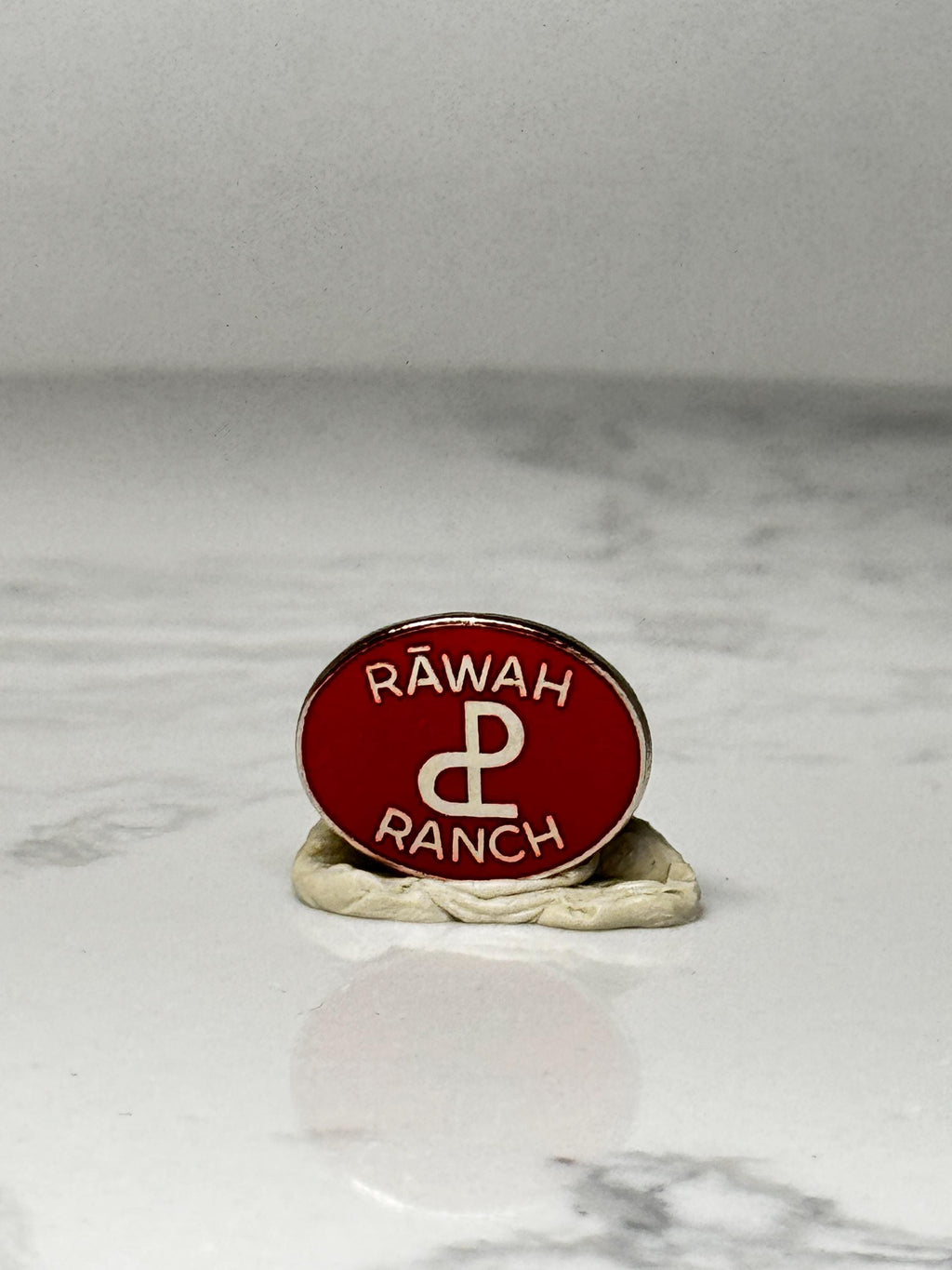 Rawah Ranch Souvenir Pin: Red Enamel Oval - Western Ranch Accessory