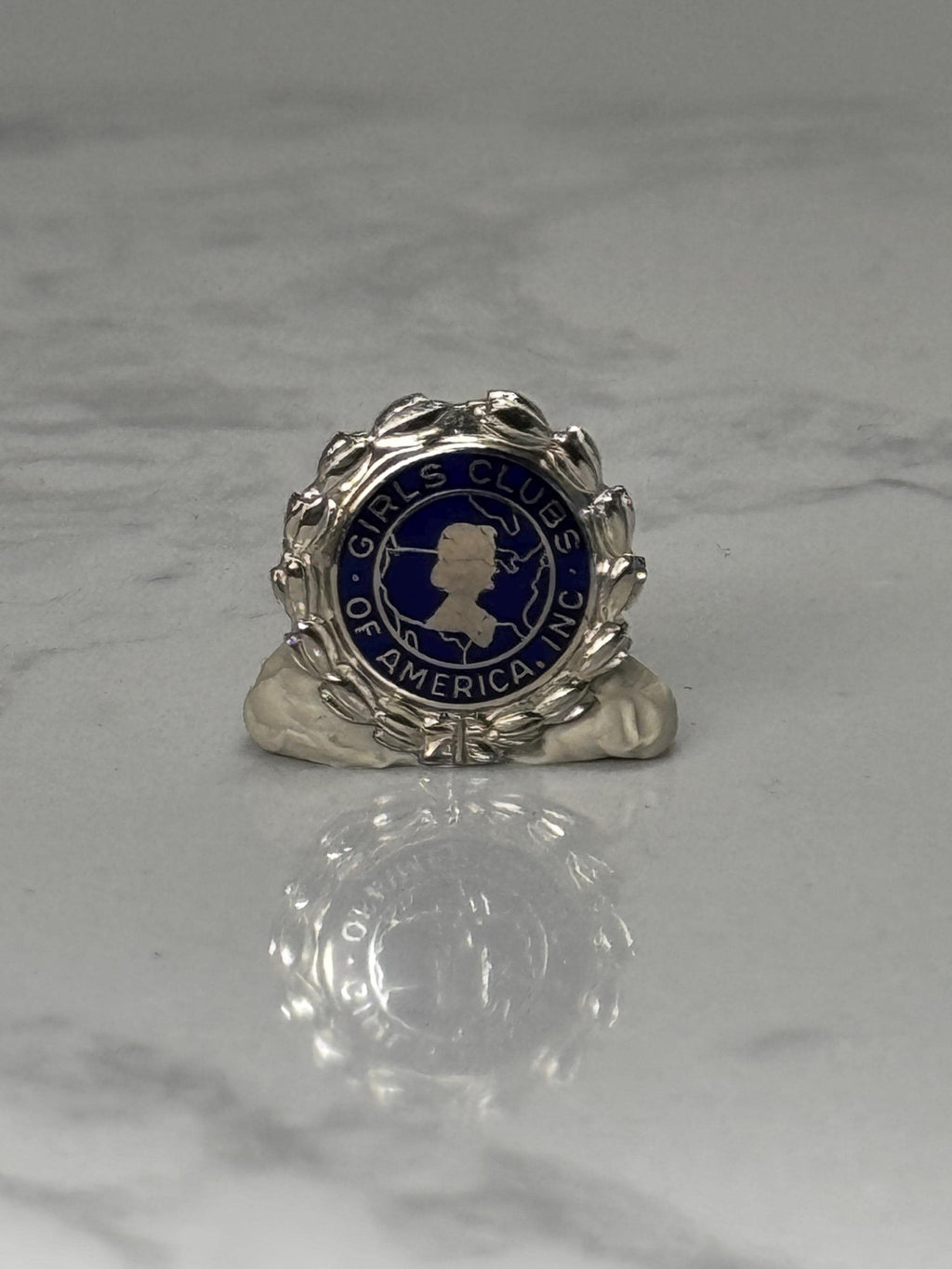 Girls Clubs of America Lapel Pin: Blue Enamel Silver Tone - Vintage Accessory