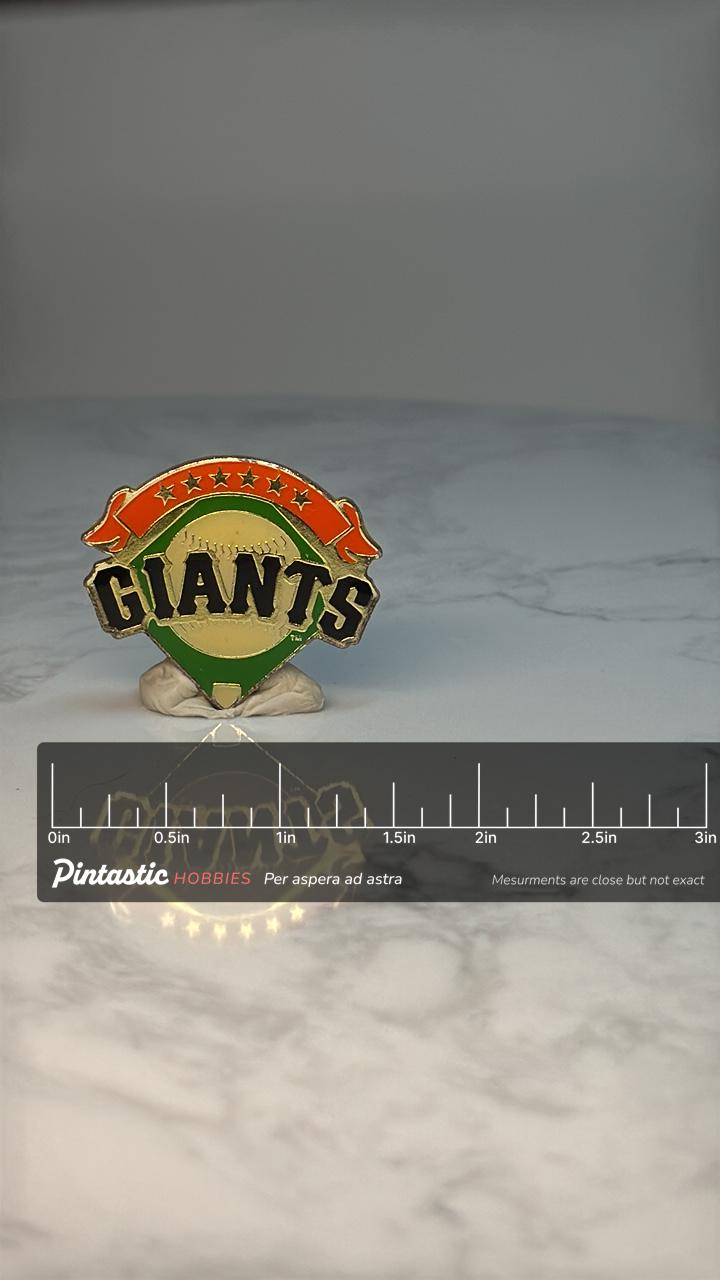 San Francisco Giants Baseball Pin: Gold Enamel - MLB Sports Accessory with ruler overlay for size reference
