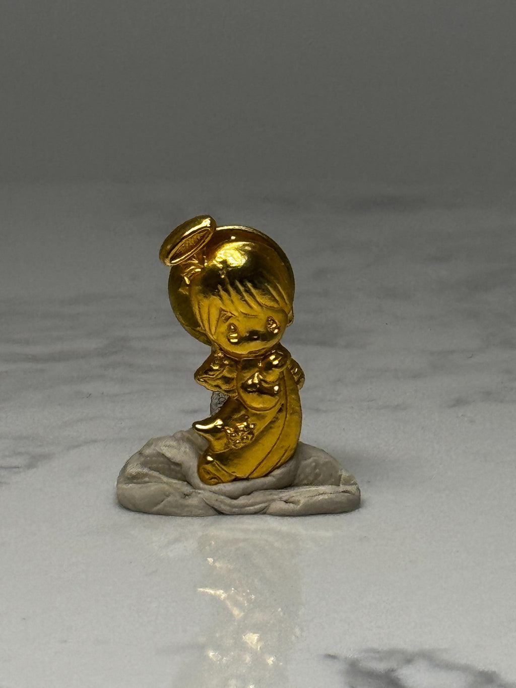 Praying Angel Lapel Pin: Gold Tone Figural - Religious Accessory