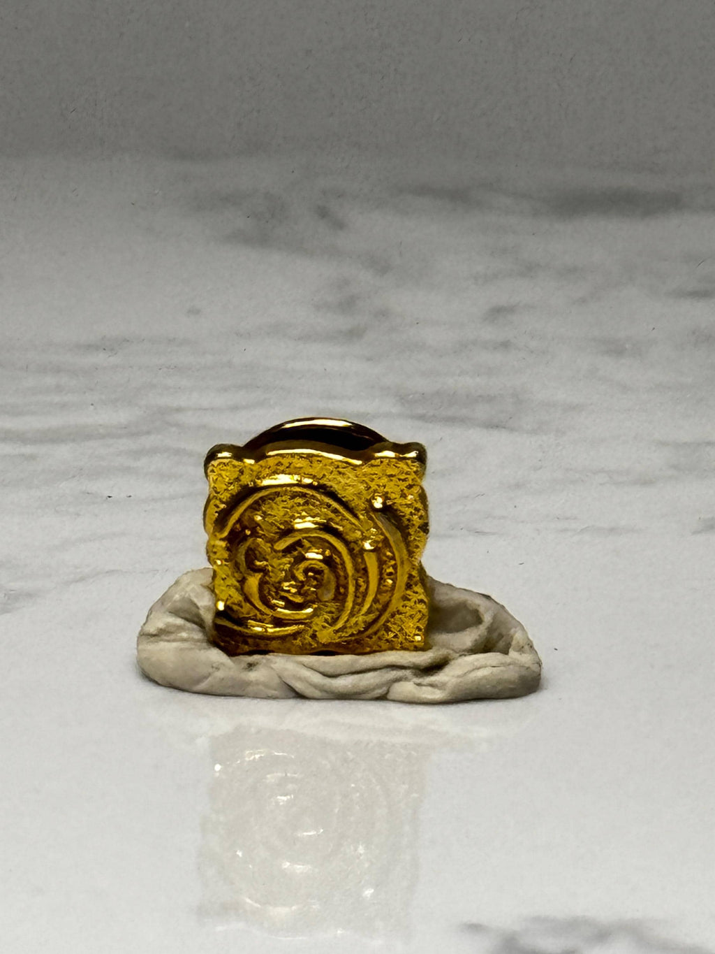 Gold Swirl Emblem Lapel Pin: Textured Finish - Vintage Accessory