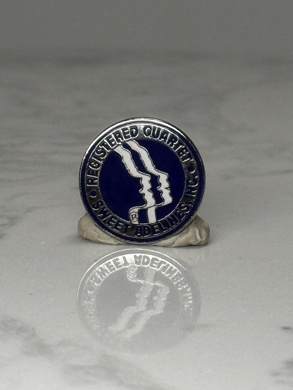 Vintage Sweet Adelines International Registered Quartet Pin: Barbershop Harmony Music Lapel Pin – Blue Enamel