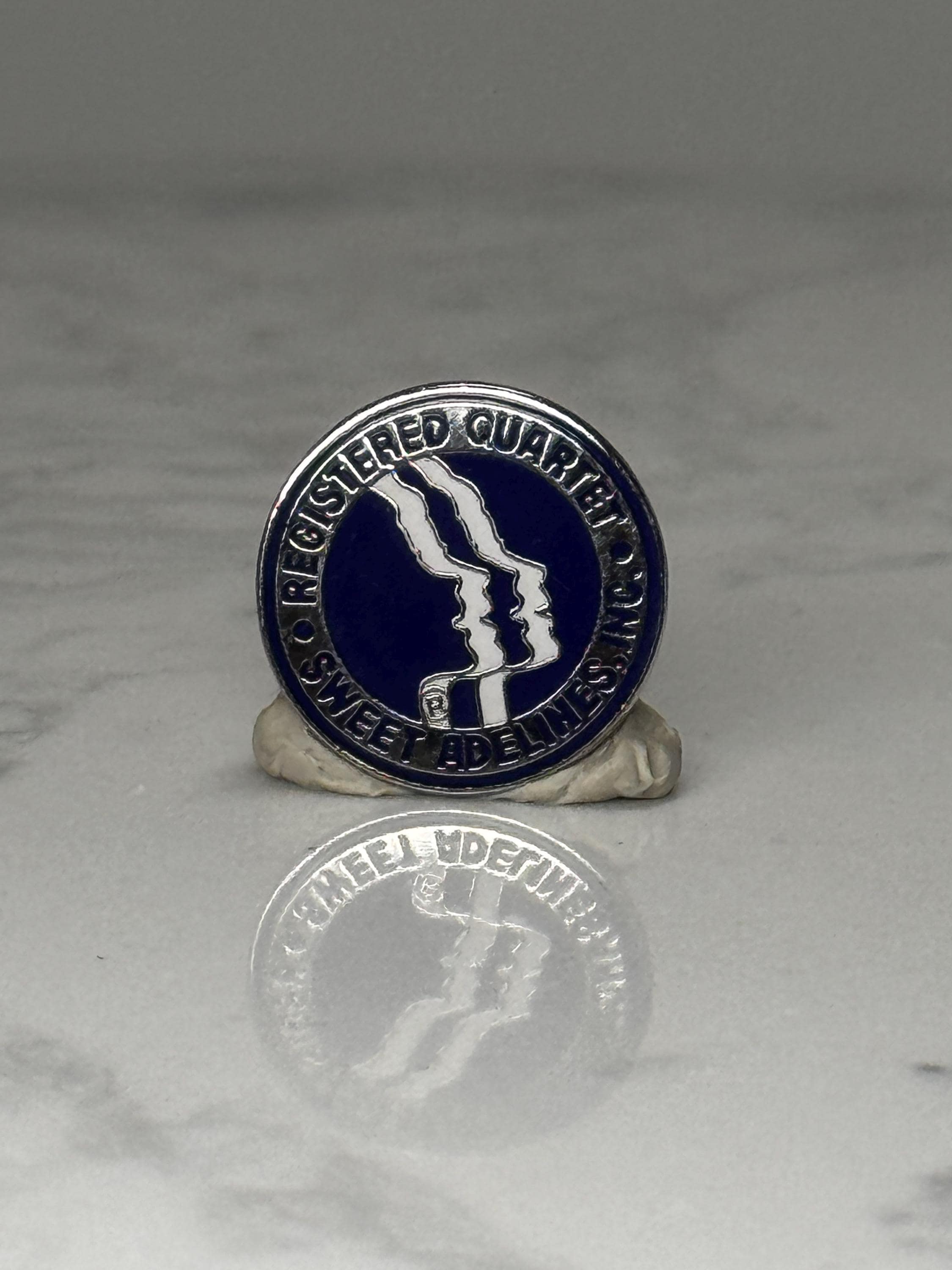 Vintage Sweet Adelines International Registered Quartet Pin: Barbershop Harmony Music Lapel Pin – Blue Enamel